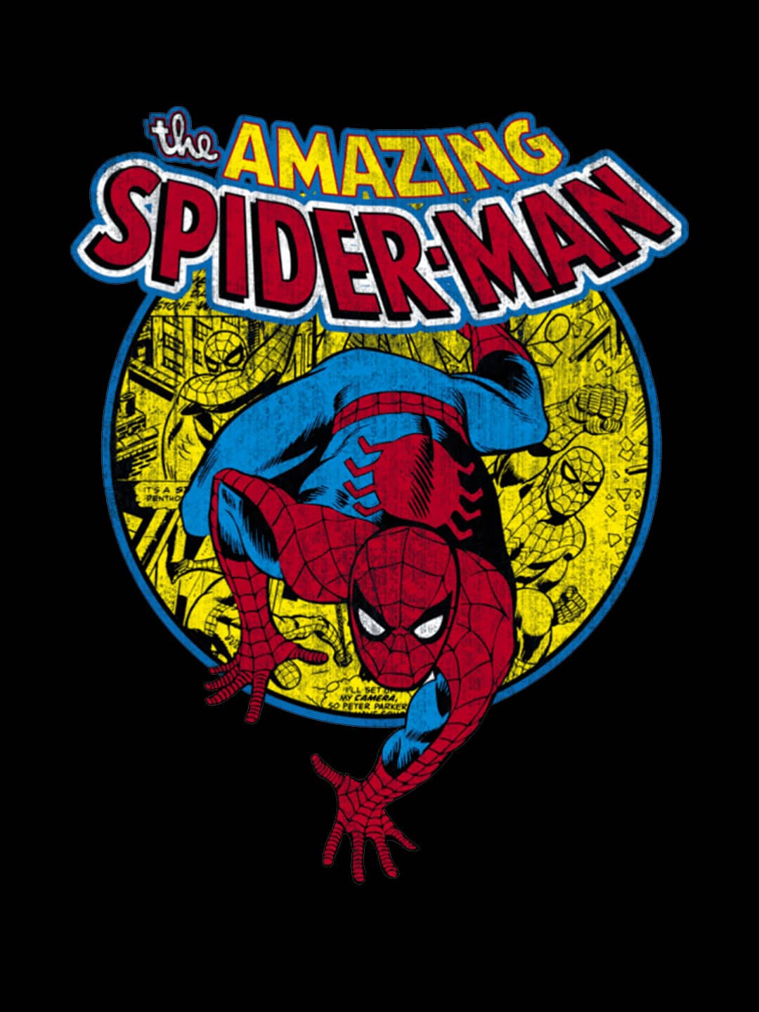 Comic Spidey - Mens T-Shirt Black Medium