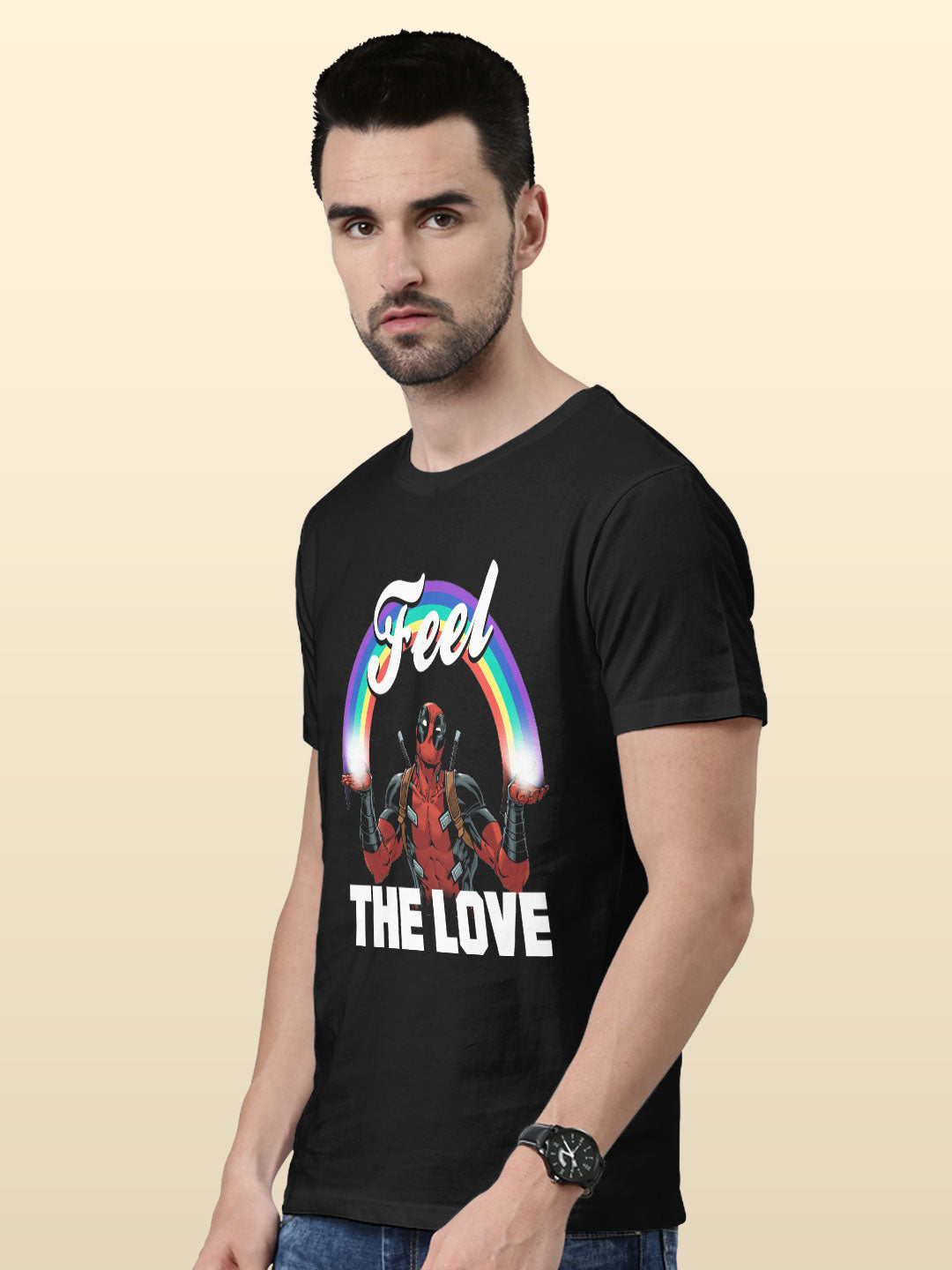 Deadpool Love - Mens T-Shirt - Regular Fit - Black - Medium