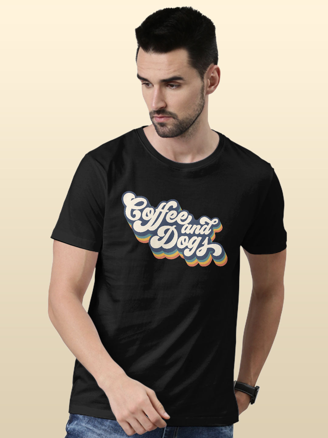 Coffee and Dogs - Mens T-Shirt Black Small