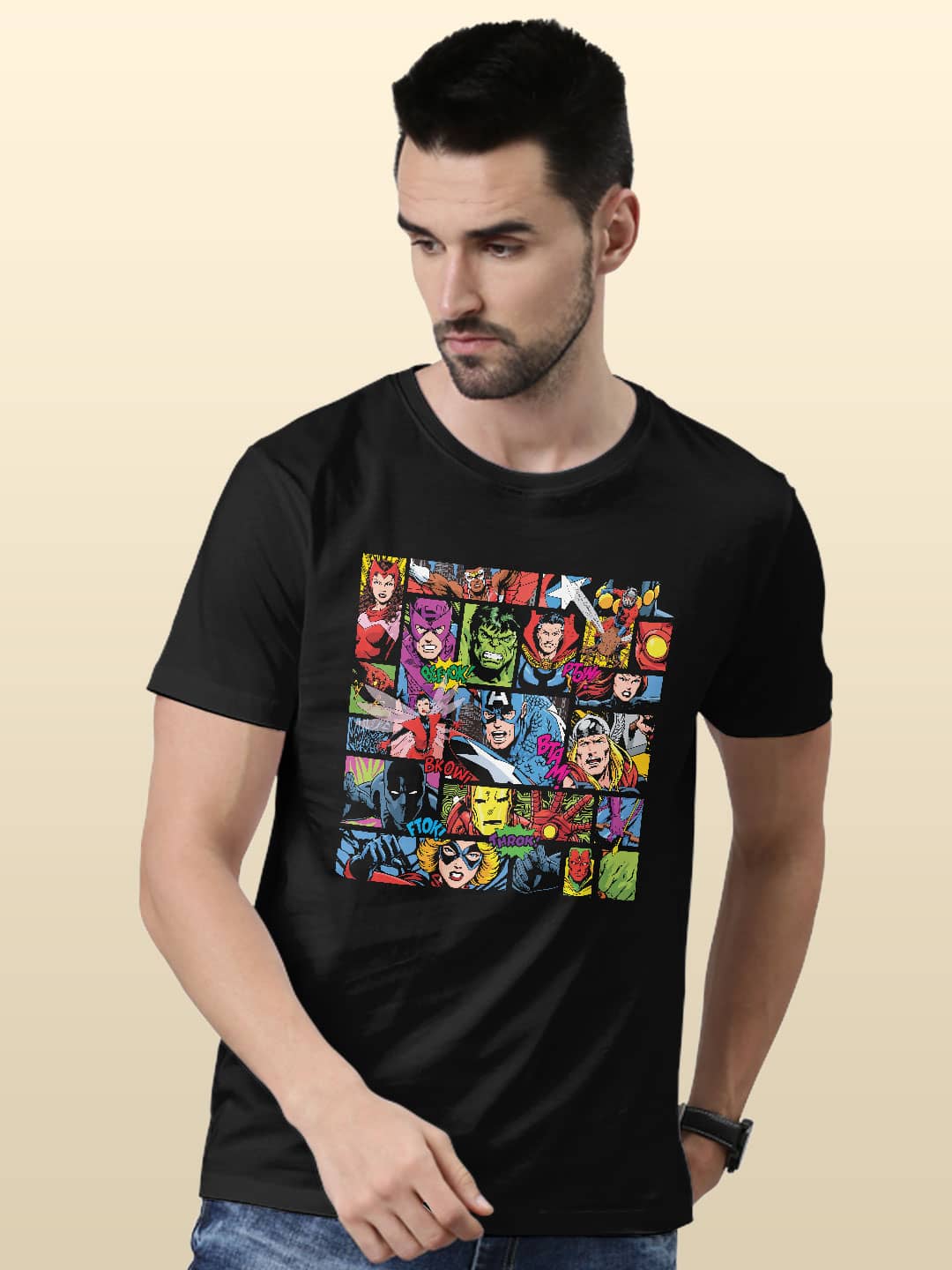 Comic Superheroes Mashup - Mens T-Shirt Black XXL