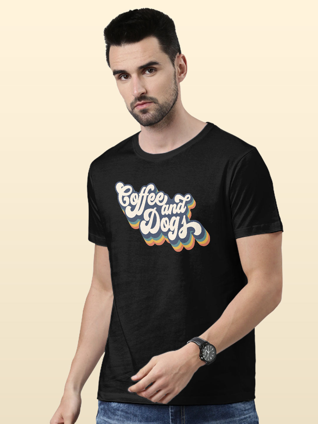 Coffee and Dogs - Mens T-Shirt Black Small