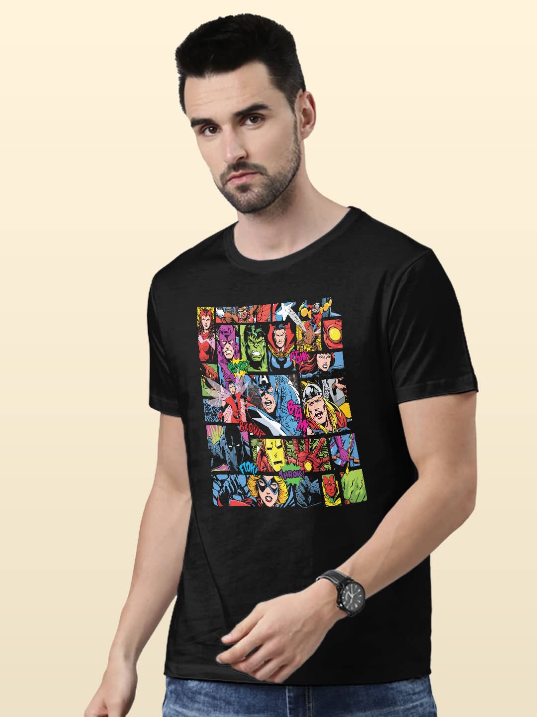 Comic Superheroes Mashup - Mens T-Shirt Black XXL