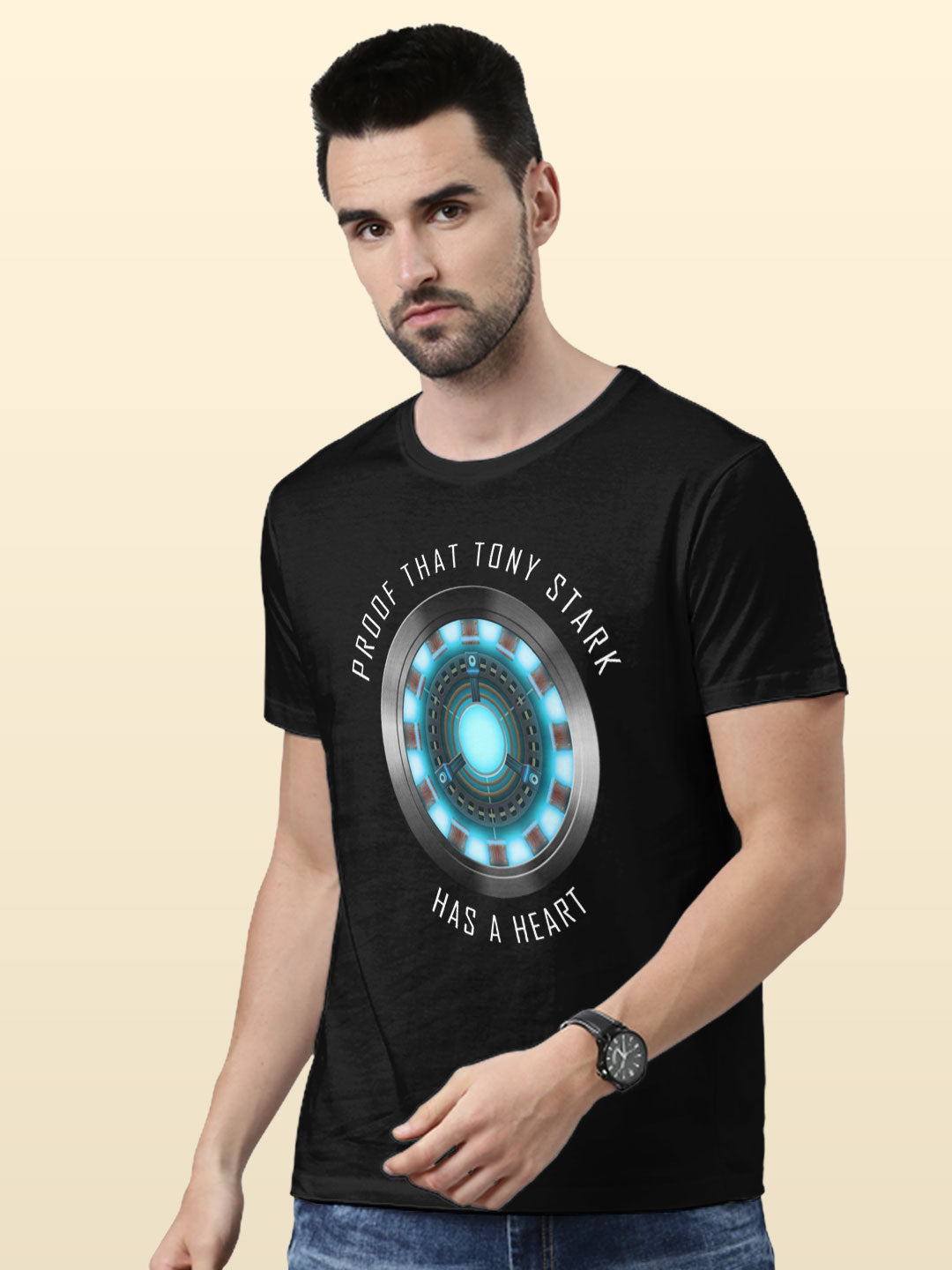 Tony Stark has a Heart - Mens T-Shirt Black Small
