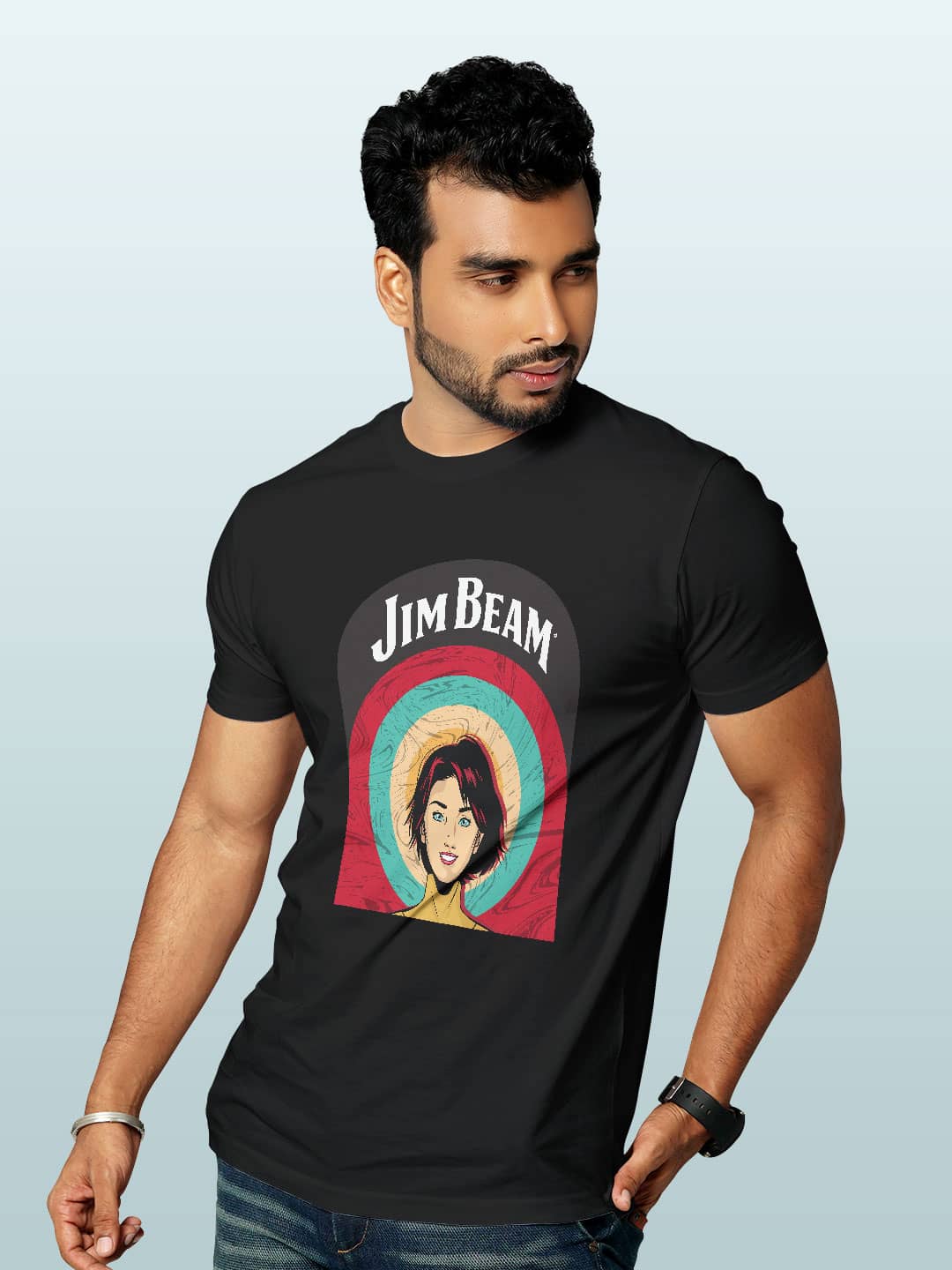Jim Beam Character Black - Mens T-Shirt - Regular Fit - Black - Medium