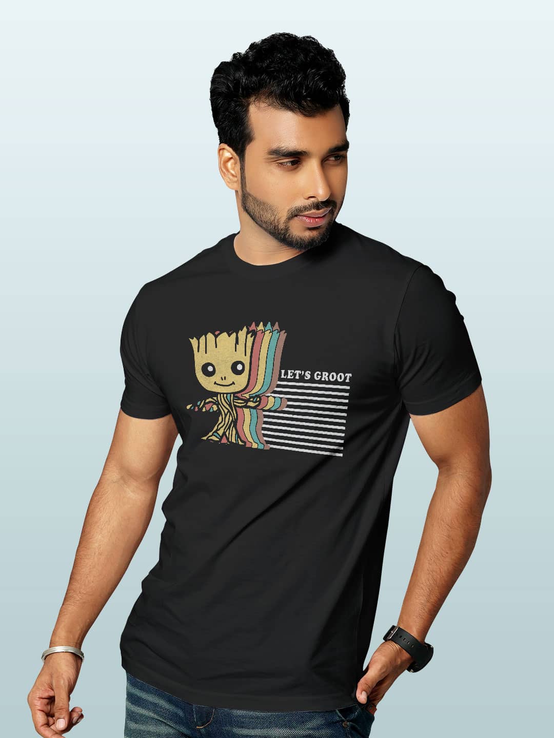 Lets Groot - Mens T-Shirt - Regular Fit - Black - Small