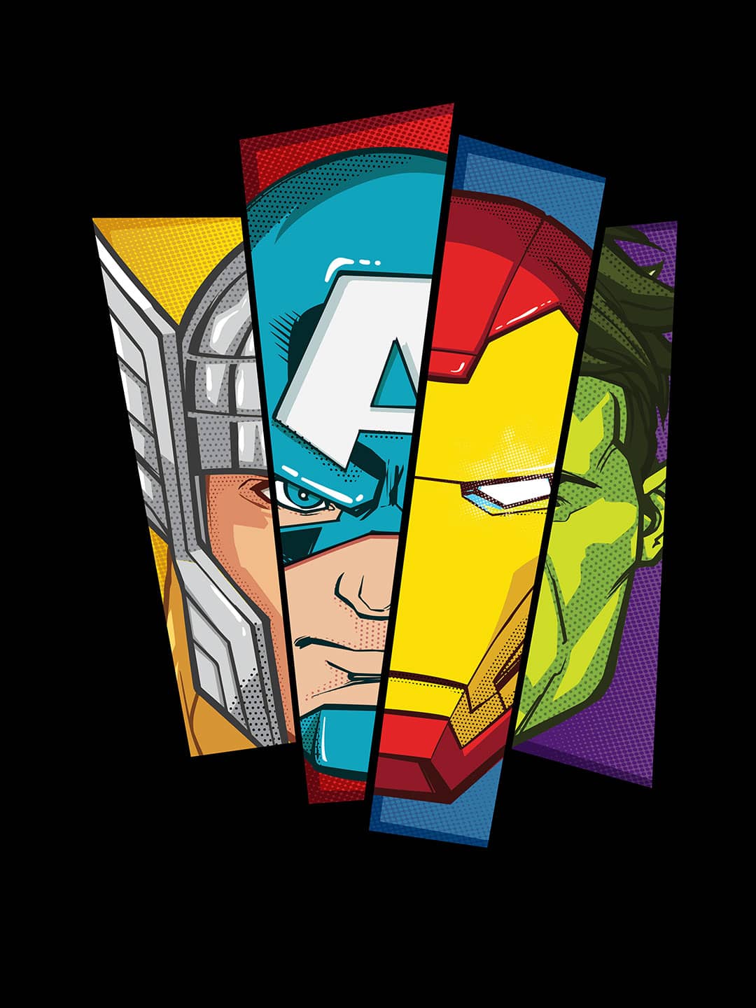 Avengers Faces - Mens T-Shirt Black Small