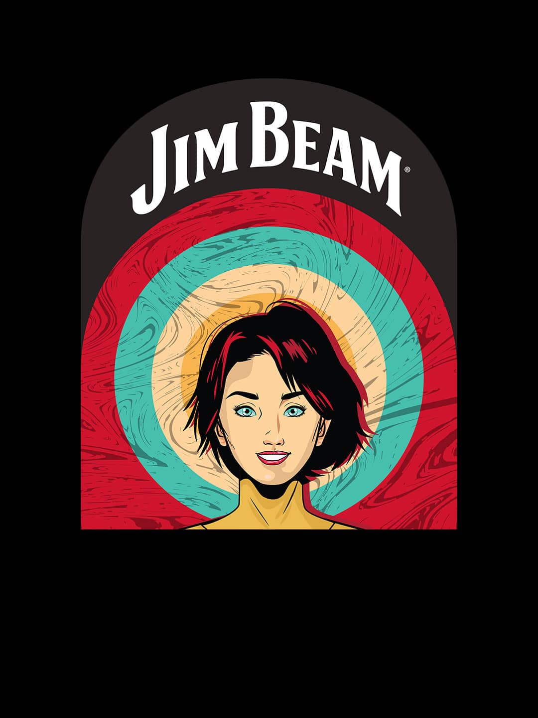 Jim Beam Character Black - Mens T-Shirt - Regular Fit - Black - Medium