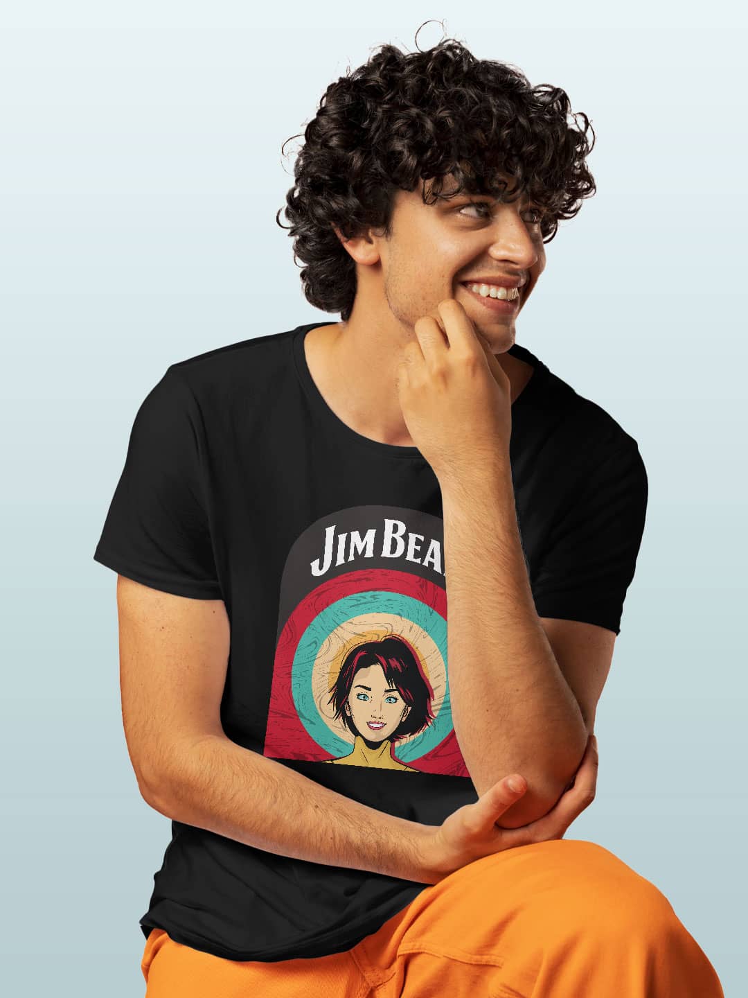 Jim Beam Character Black - Mens T-Shirt - Regular Fit - Black - Medium