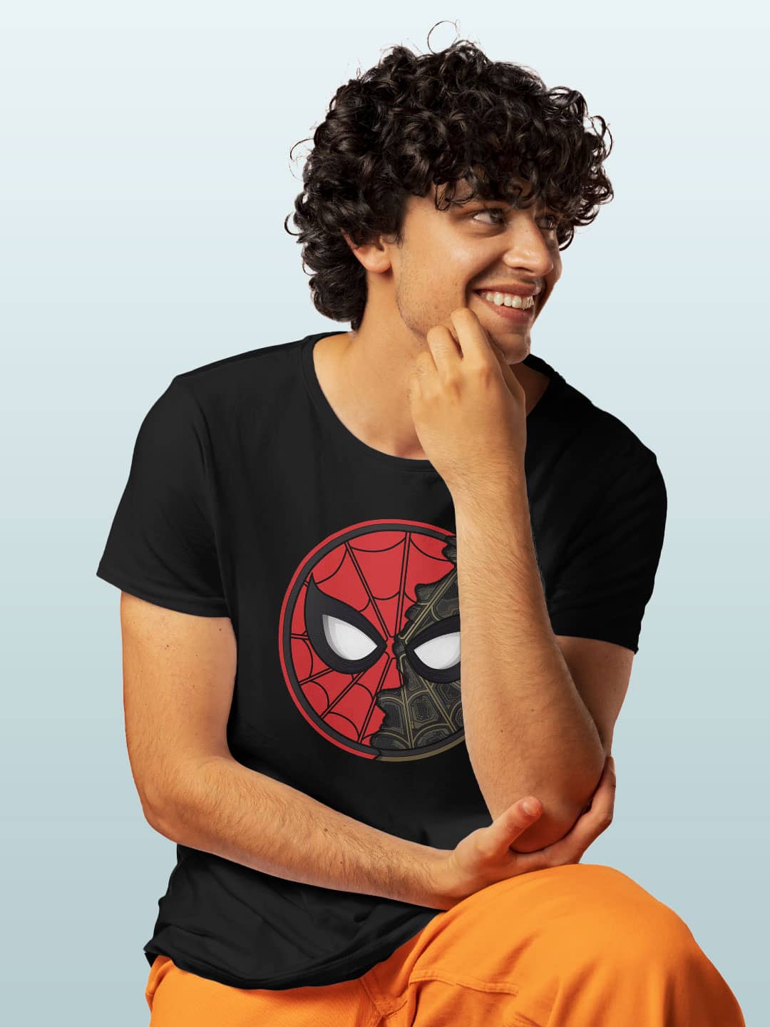 Two Face Spidey - Mens T-Shirt - Regular Fit - Black - Small