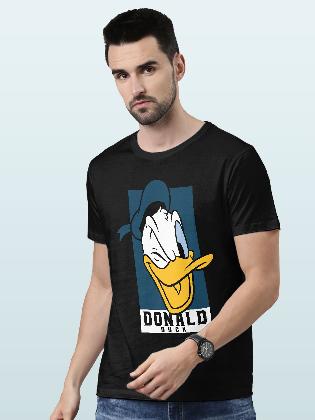 Donald Duck Portrait - Mens T-Shirt Black Medium