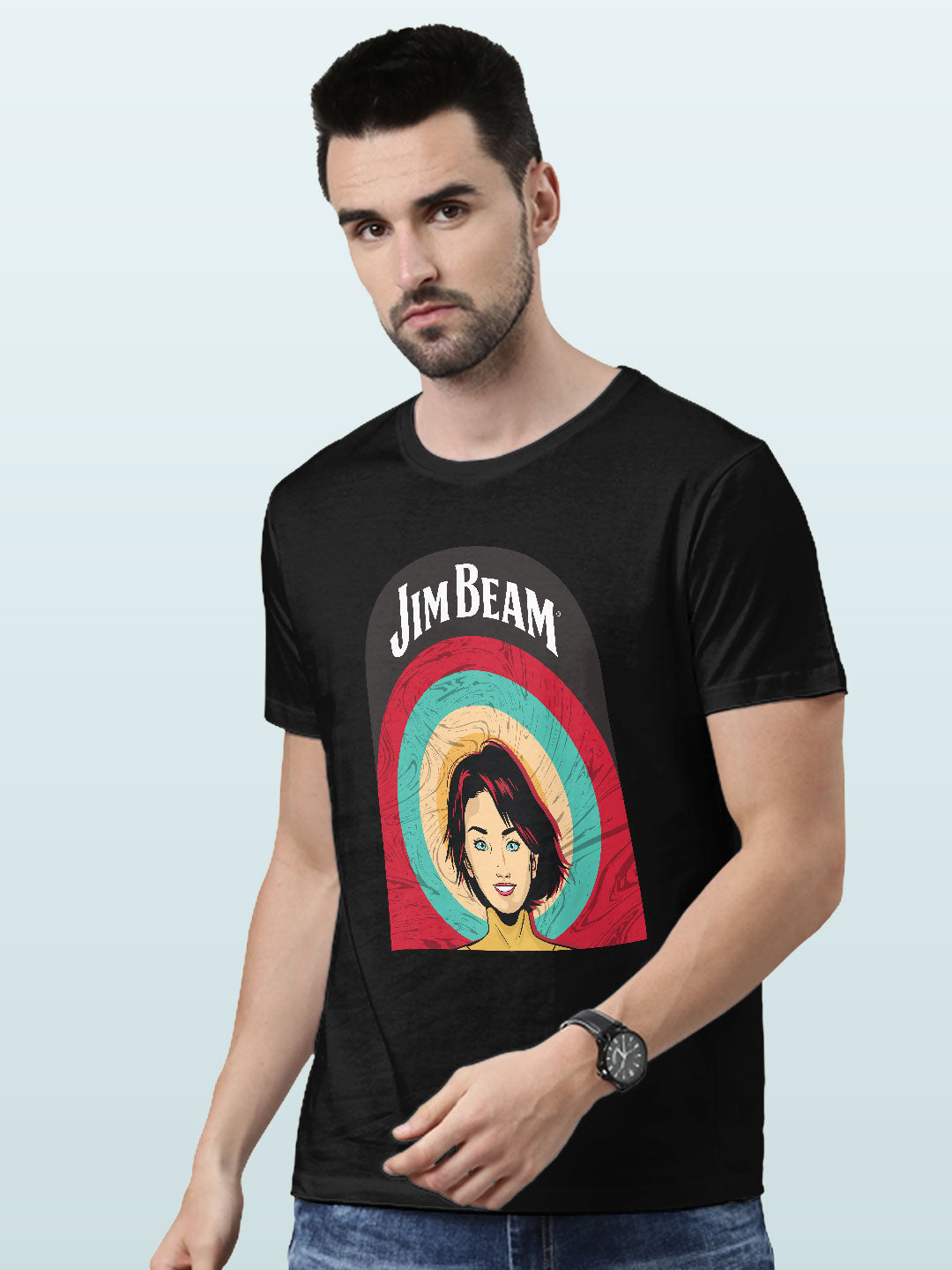 Jim Beam Character Black - Mens T-Shirt - Regular Fit - Black - Medium