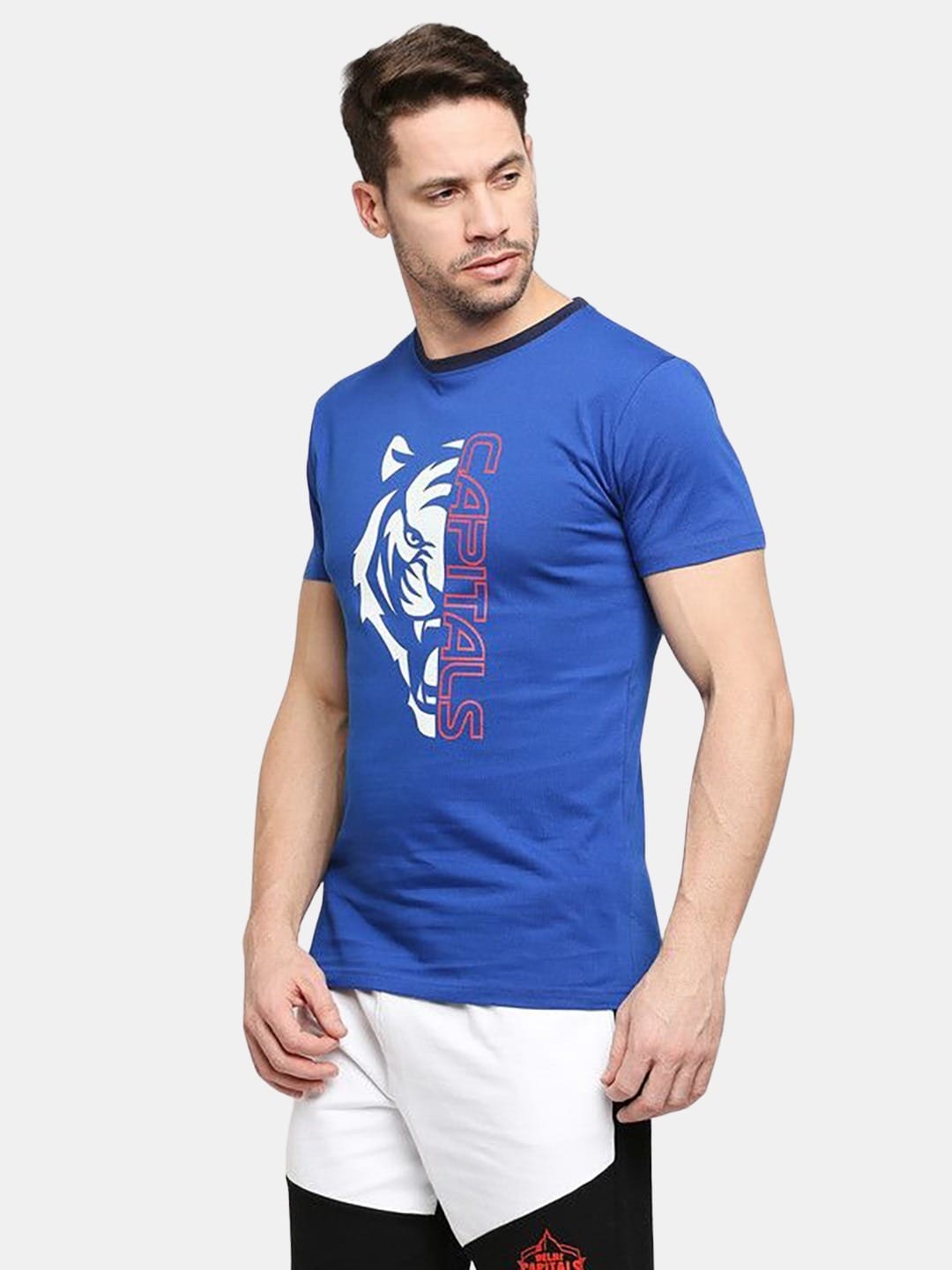 Delhi Capitals Half Tiger - Mens T-Shirt Blue Small