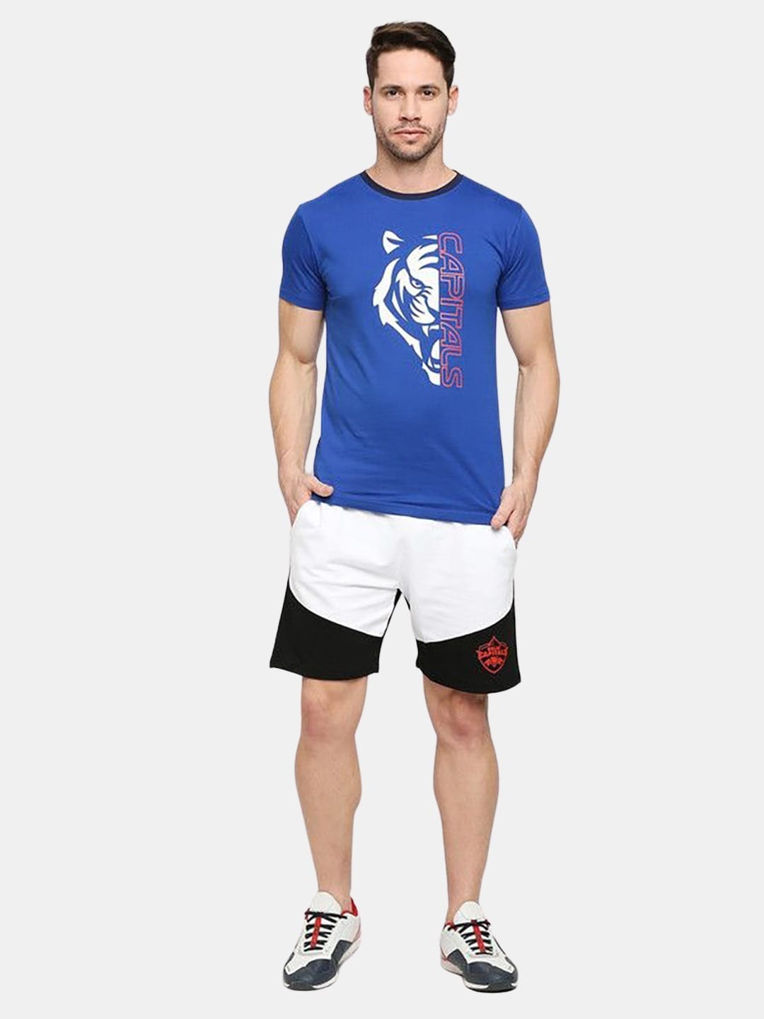 Delhi Capitals Half Tiger - Mens T-Shirt Blue XL