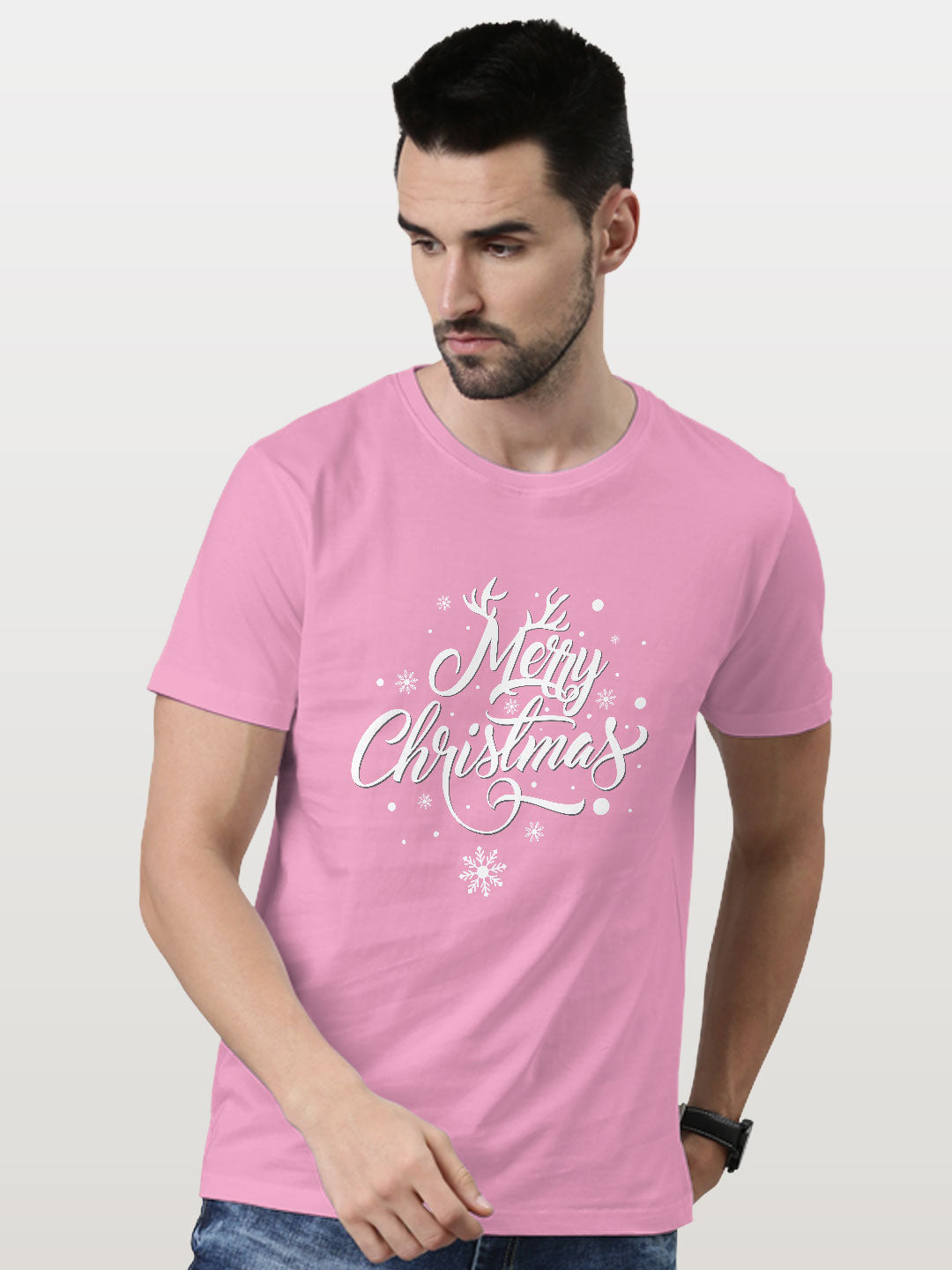 Merry Christmas - Mens T-Shirt Baby Pink Large