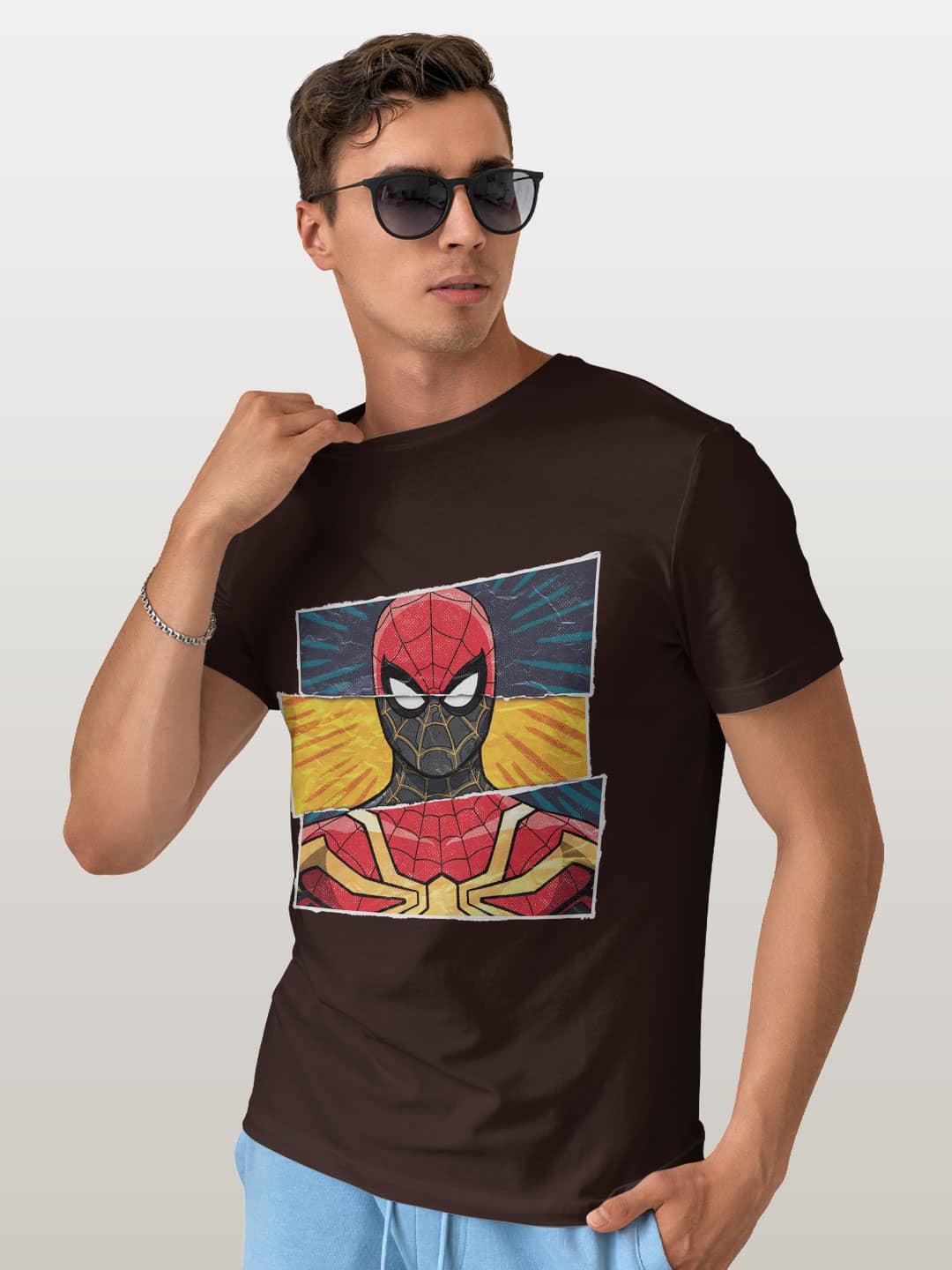Spider Man Engage - Mens T-Shirt Brown XXL