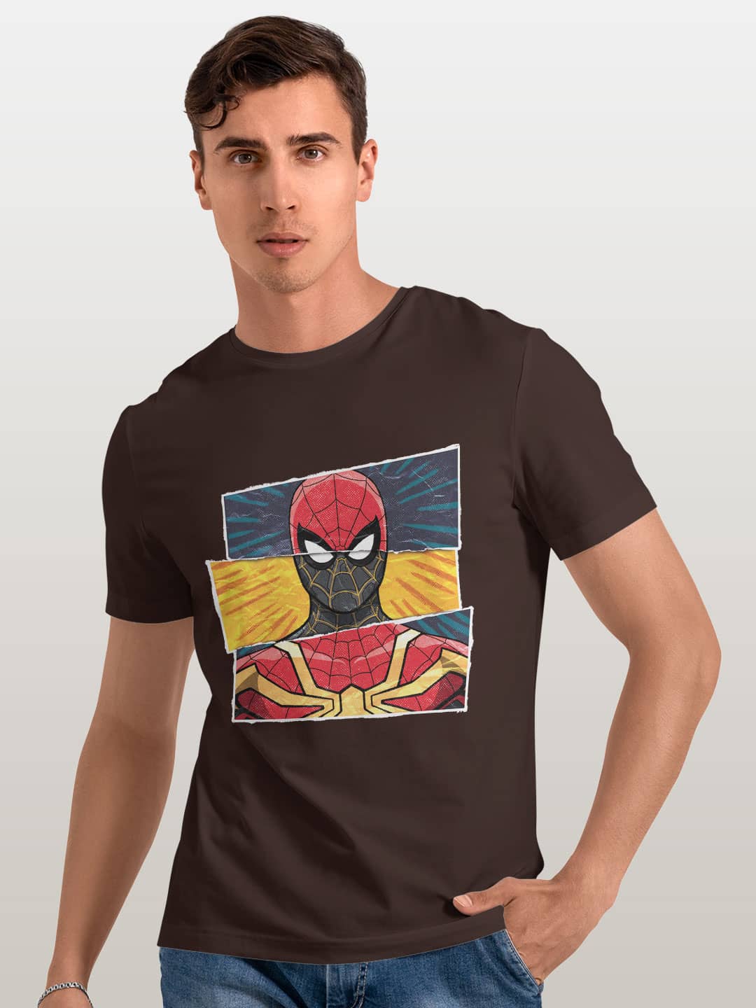 Spider Man Engage - Mens T-Shirt Brown XXL