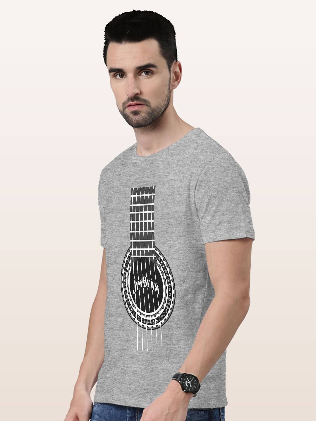 Jim Beam Flamenco - Mens T-Shirt Grey Melange Small