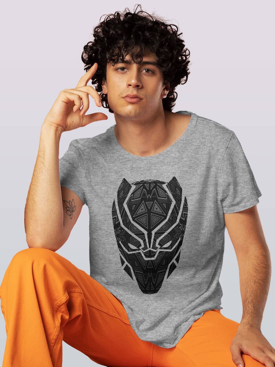 Black Panther Stare - Mens T-Shirt Grey Melange Medium