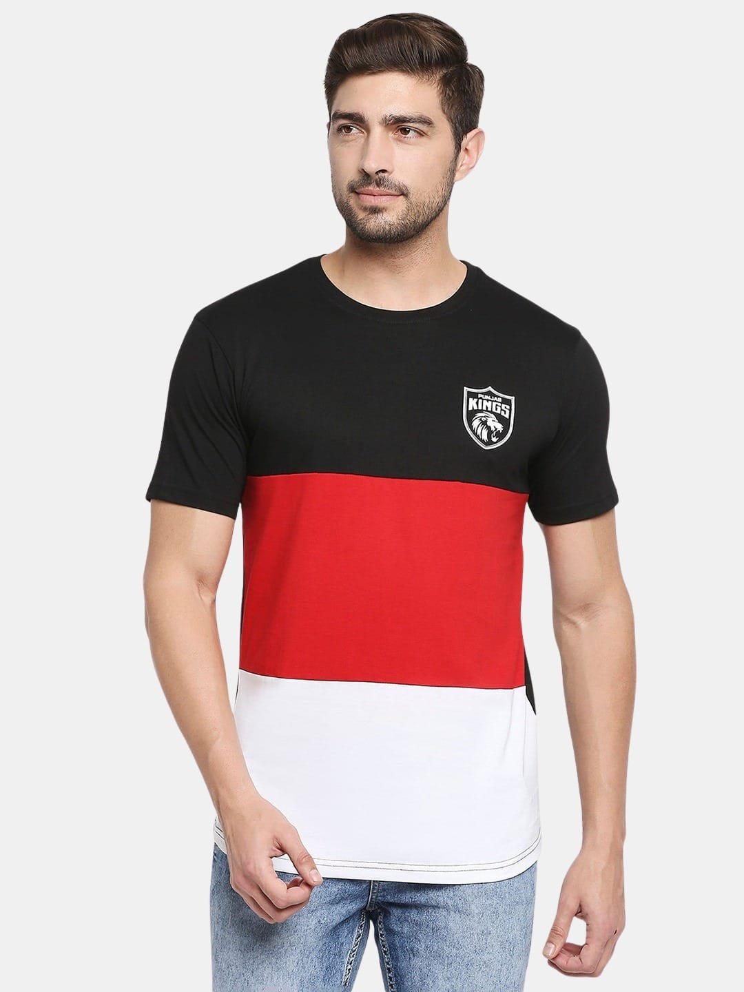 Punjab Kings Stripes - Mens T-Shirt Multicolour Large