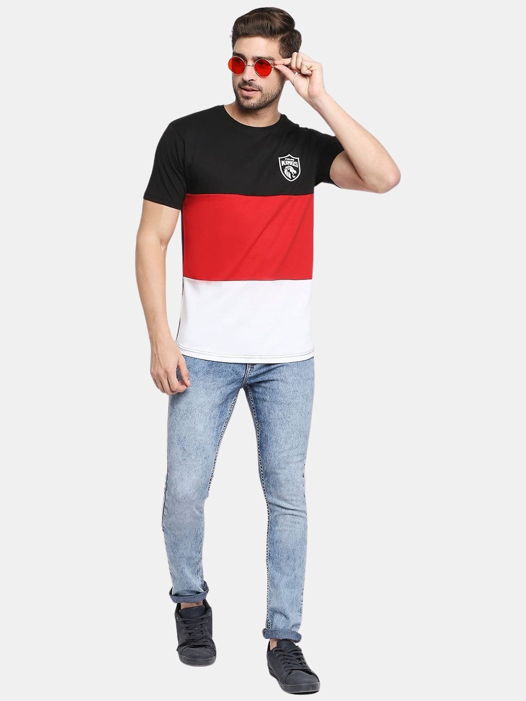 Punjab Kings Stripes - Mens T-Shirt Multicolour Medium