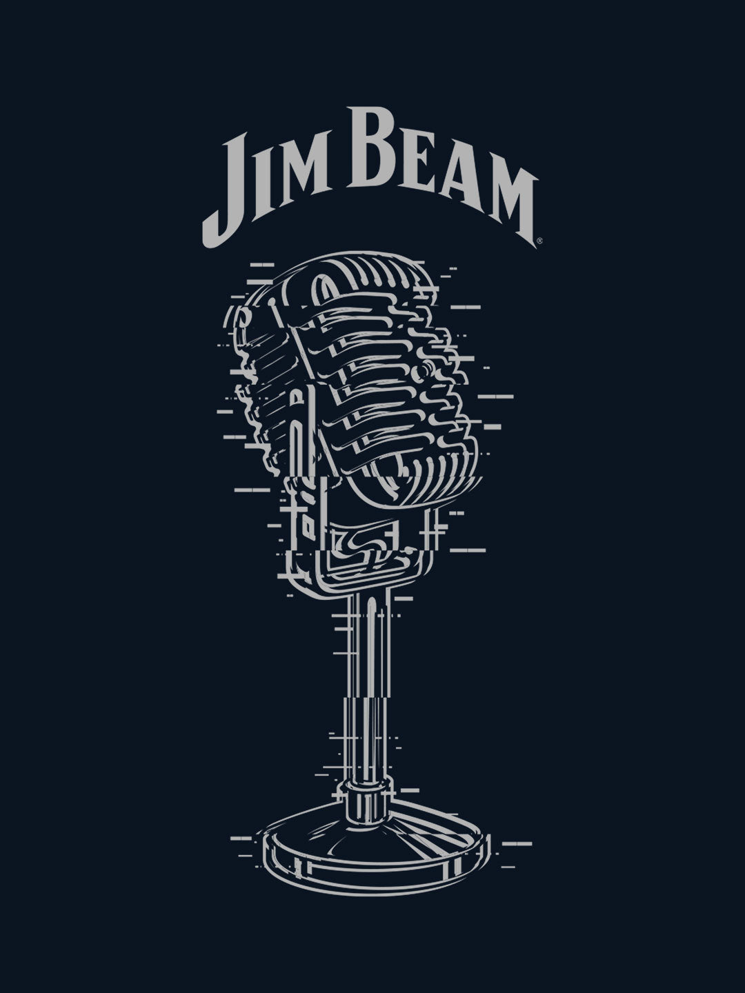 Jim Beam Retro Mic - Mens T-Shirt Navy Blue XXL
