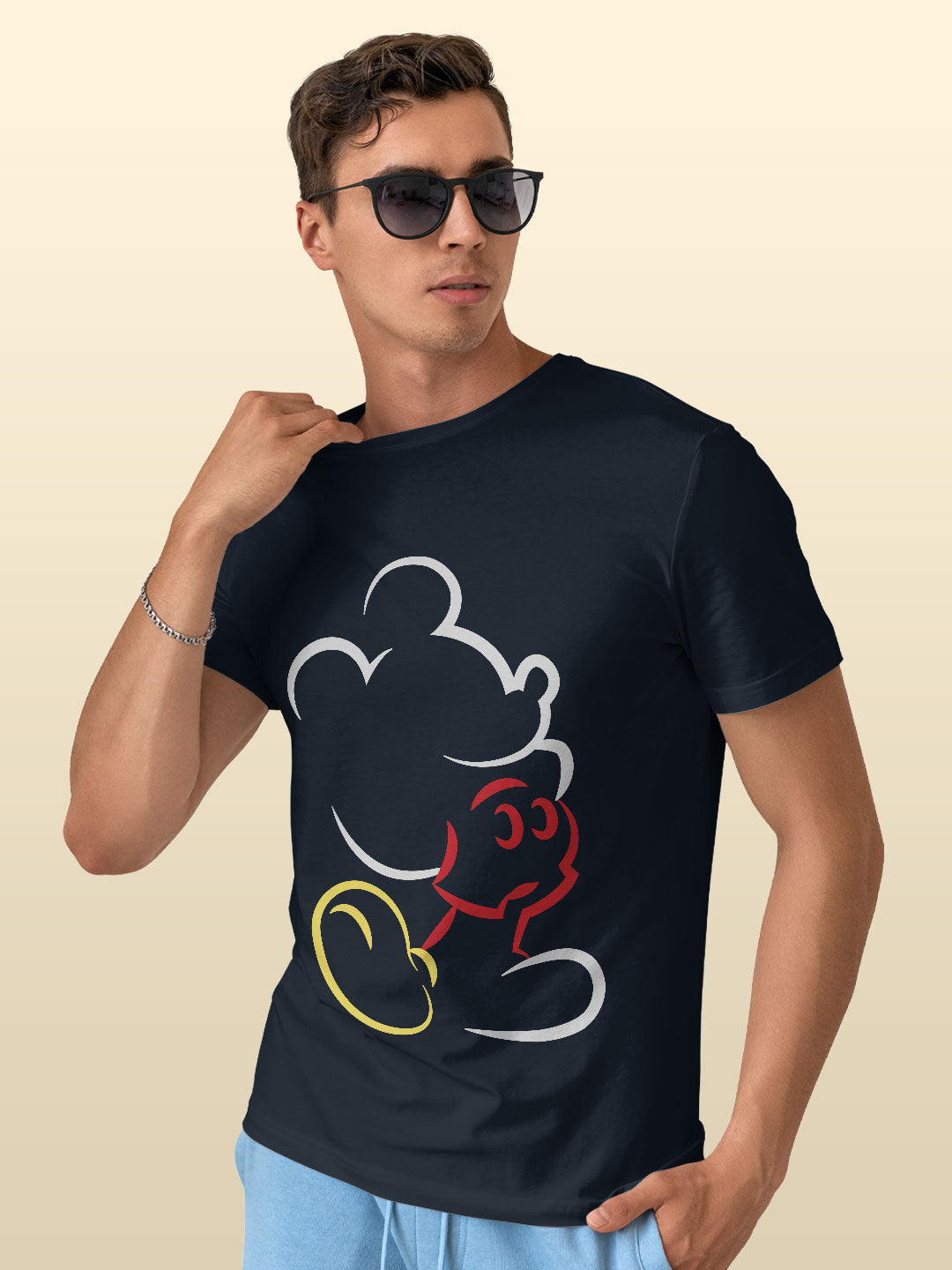 mickeysilhouettestroke-menst-shirt-navyblue-xxl