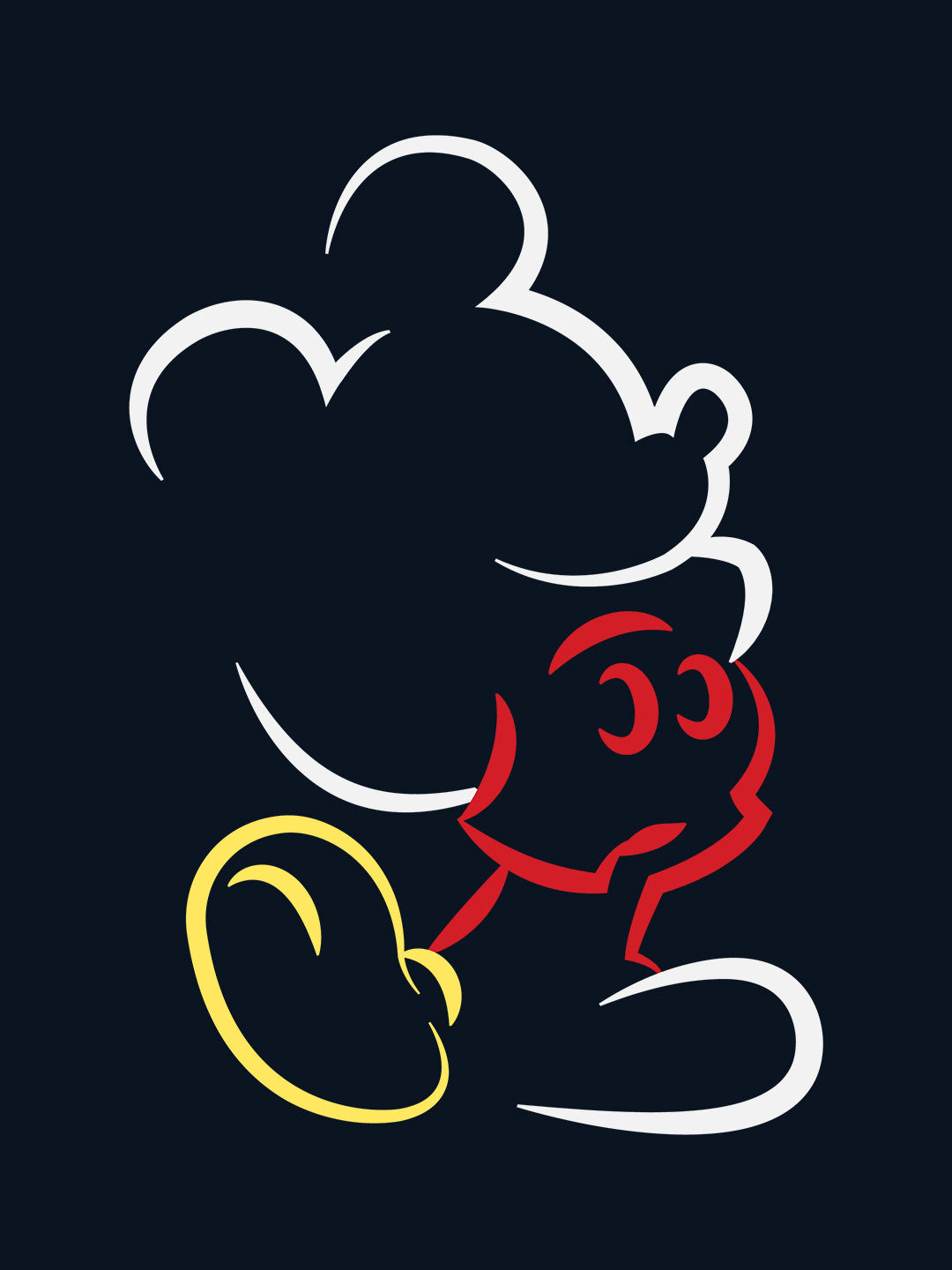 Mickey Silhouette Stroke - Mens T-Shirt Navy Blue XXL