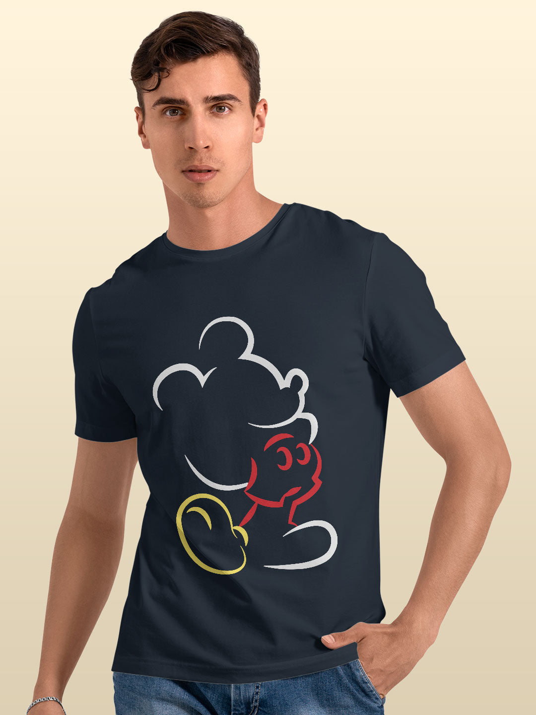 Mickey Silhouette Stroke - Mens T-Shirt Navy Blue XXL