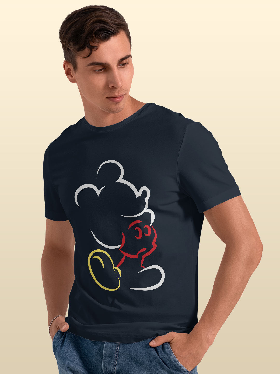 Mickey Silhouette Stroke - Mens T-Shirt Navy Blue XXL