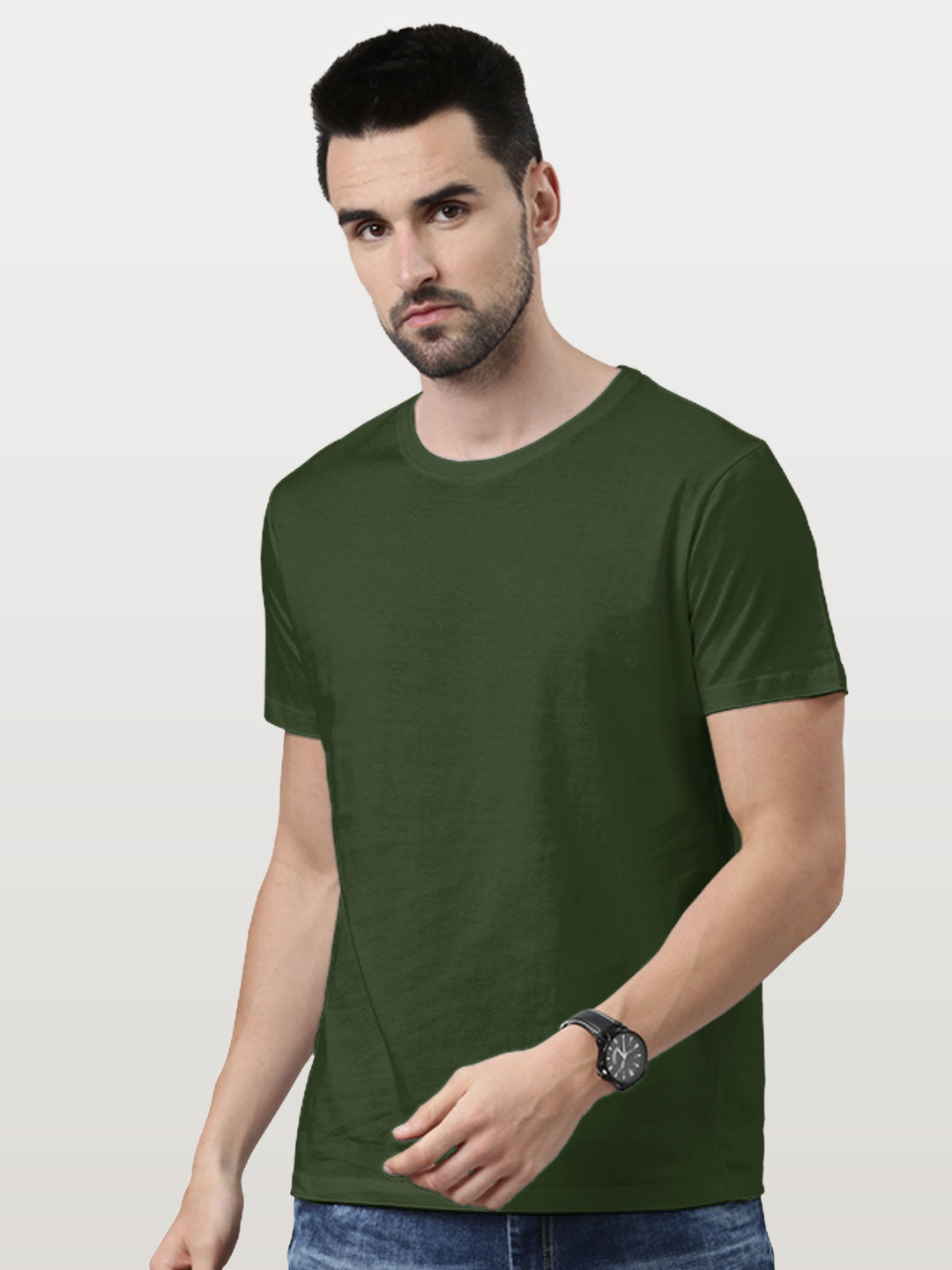 Basics - Mens T-Shirt Olive Green Small