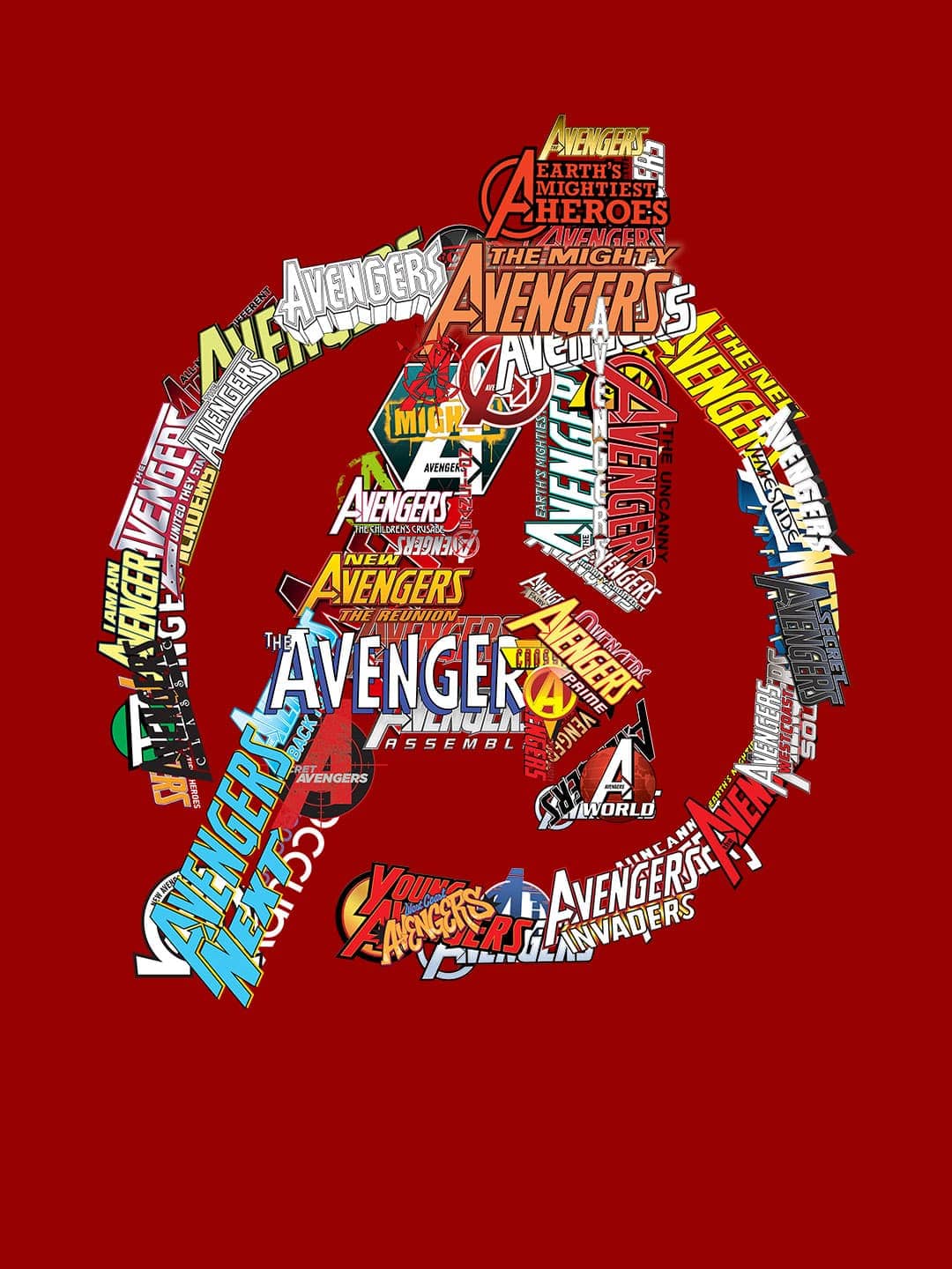 Avengers Titles - Mens T-Shirt Red Small