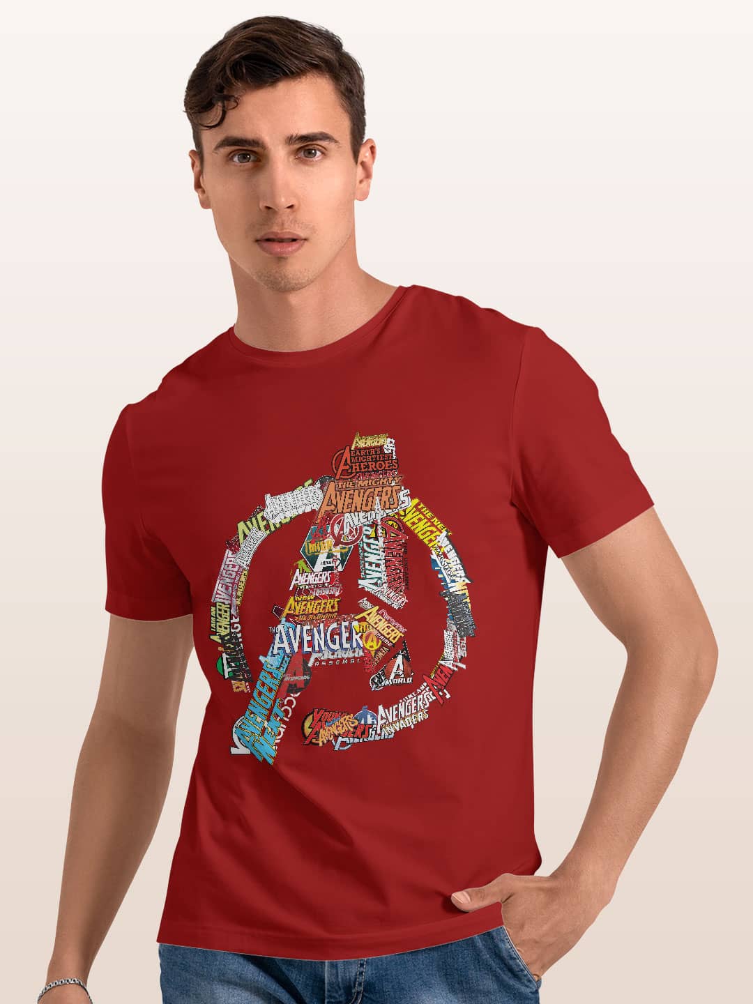 Avengers Titles - Mens T-Shirt Red Small