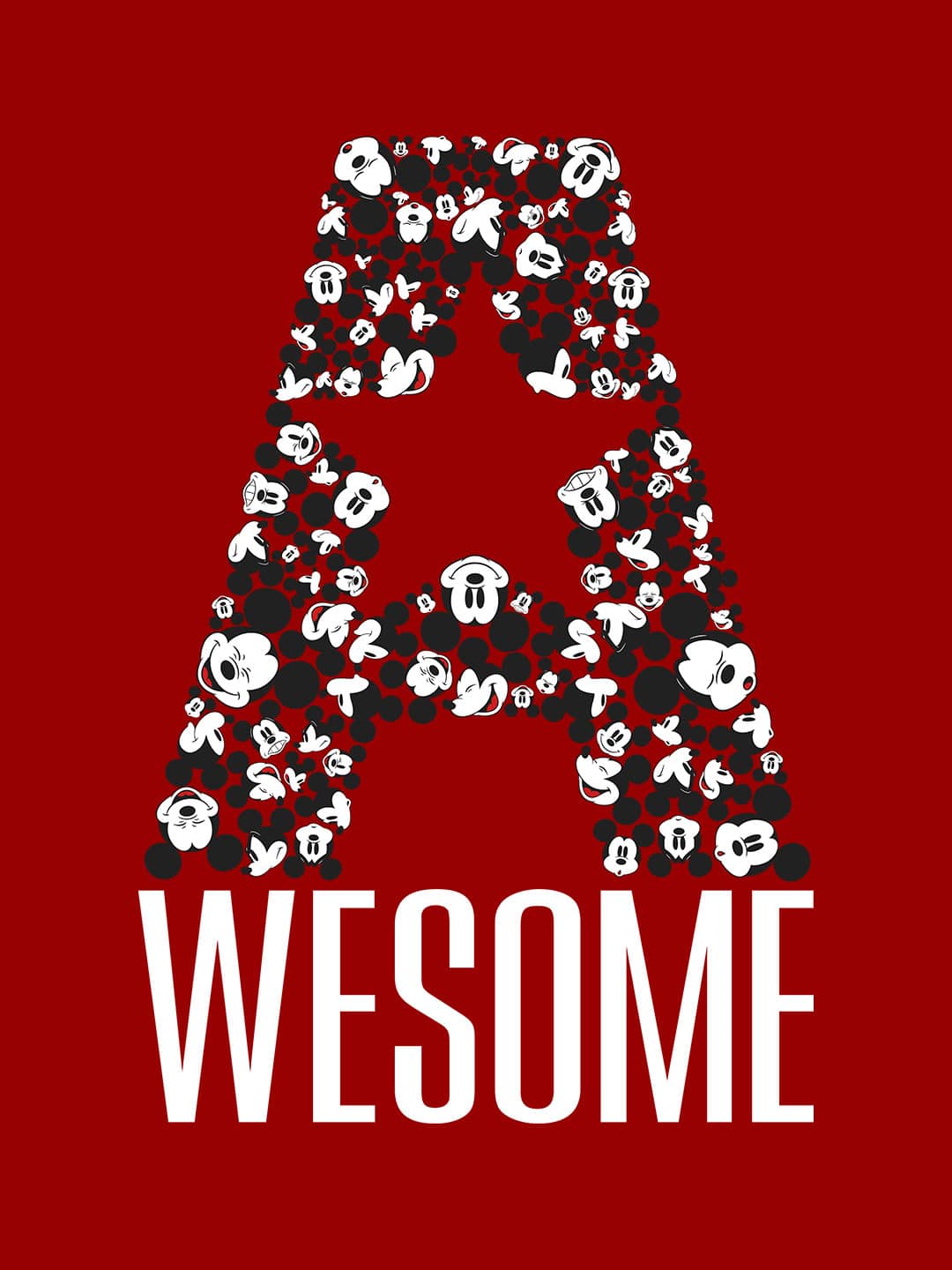 Awesome Mickey - Mens T-Shirt Red Small