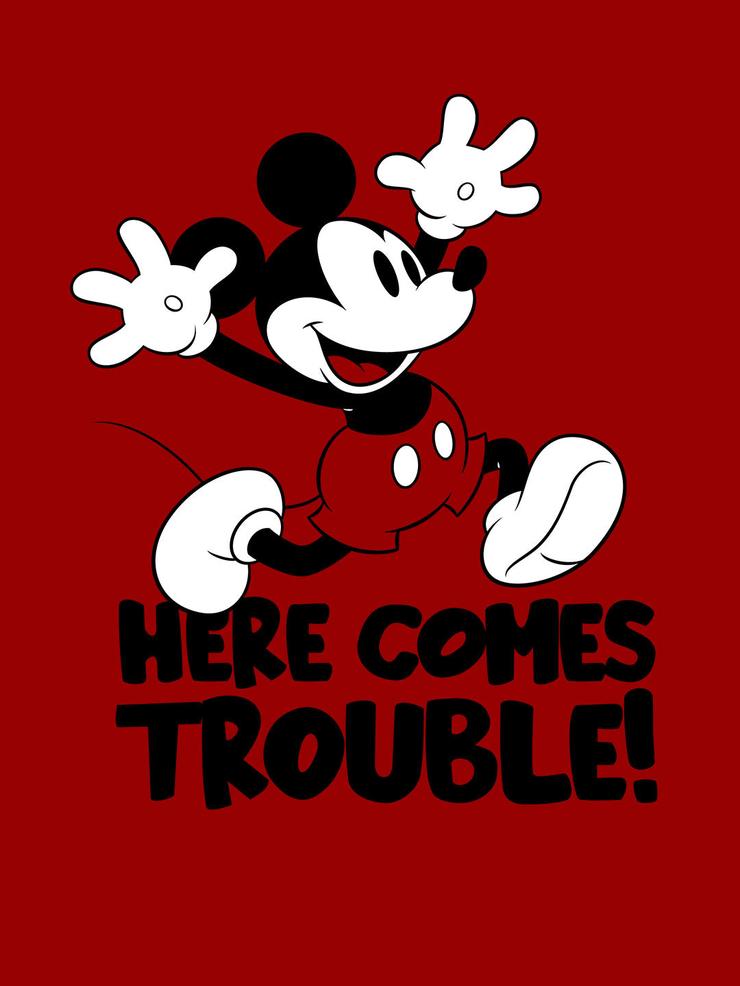 Mickey Brings Trouble - Mens T-Shirt Red Small