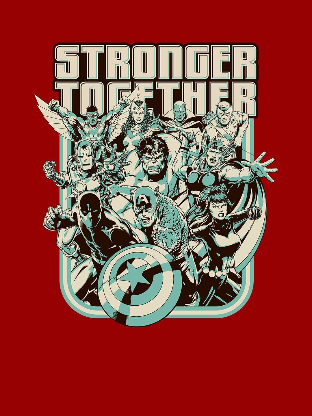 Stronger Together Sketch - Mens T-Shirt - Regular Fit - Red - Small