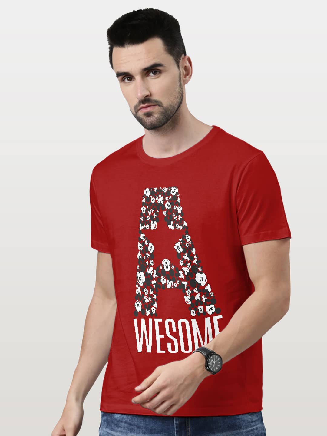 Awesome Mickey - Mens T-Shirt Red Small