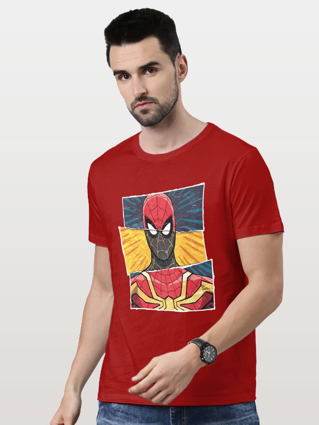 Spider Man Engage - Mens T-Shirt Red Medium