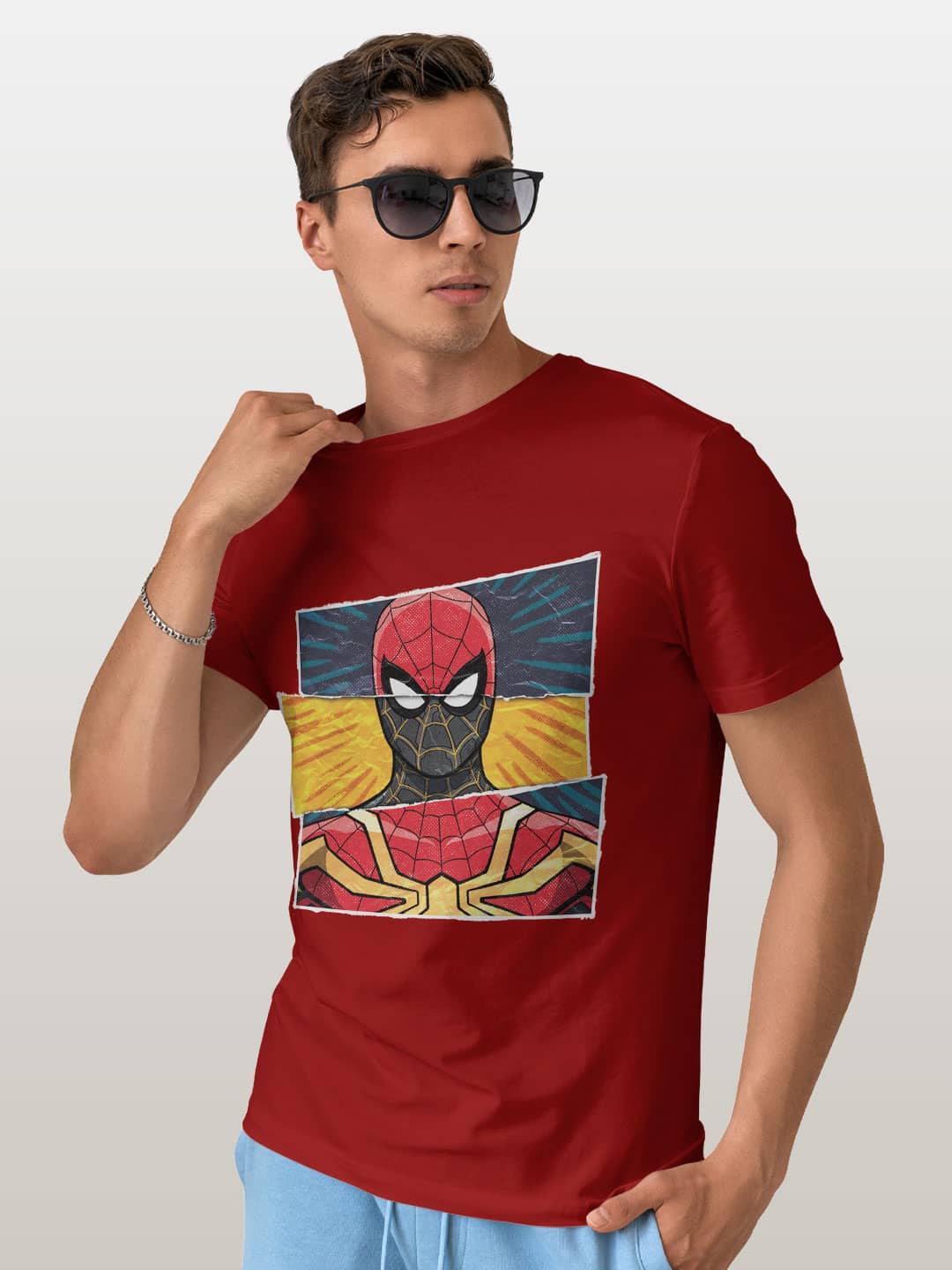 Spider Man Engage - Mens T-Shirt Red Medium