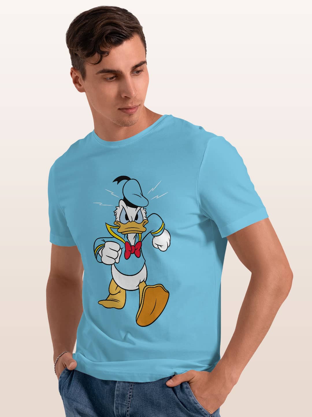 Angry Donald - Mens T-Shirt - Regular Fit - Sky Blue - Small