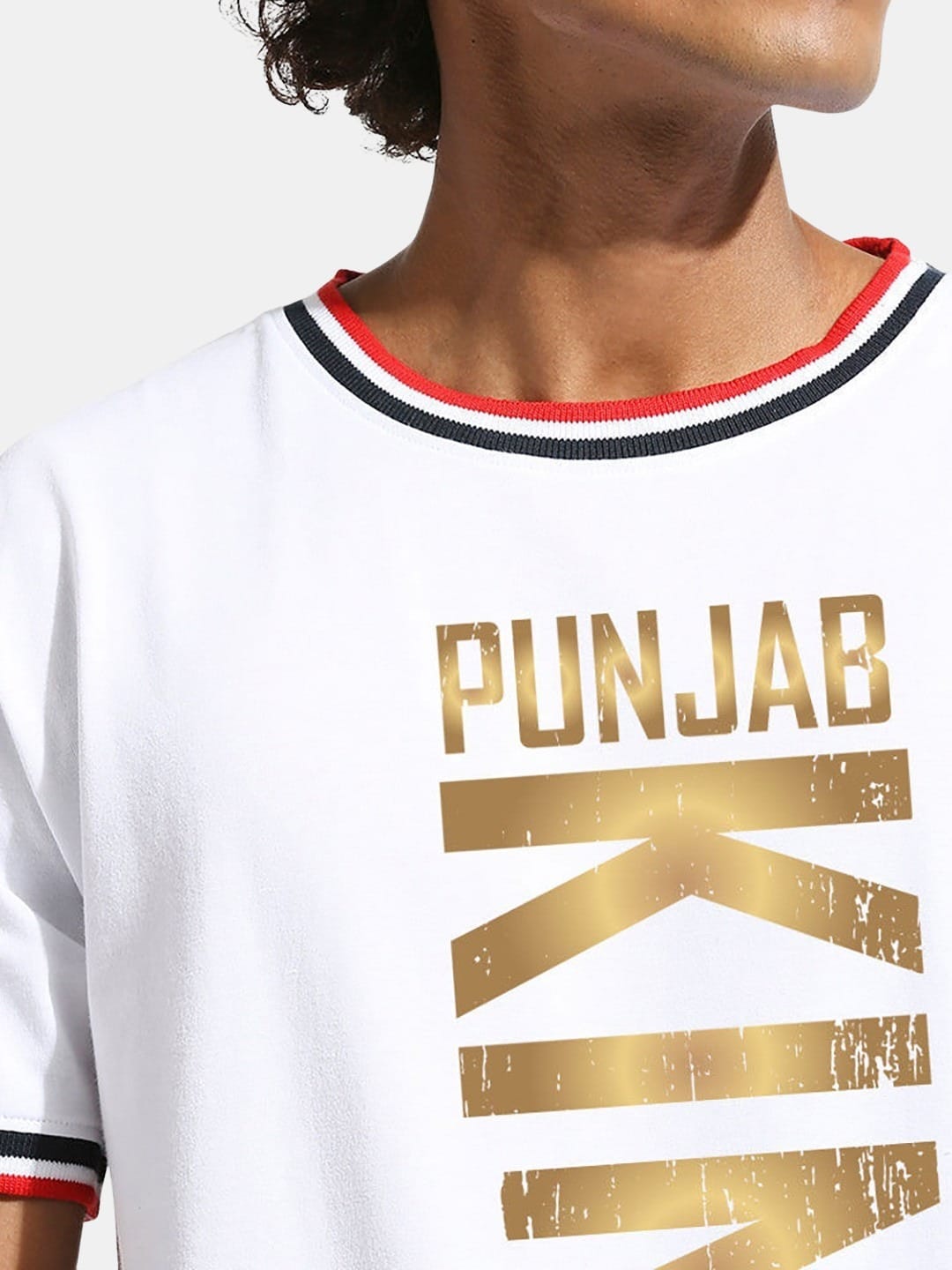 Punjab Kings Gold Logo Text - Mens T-Shirt White Large