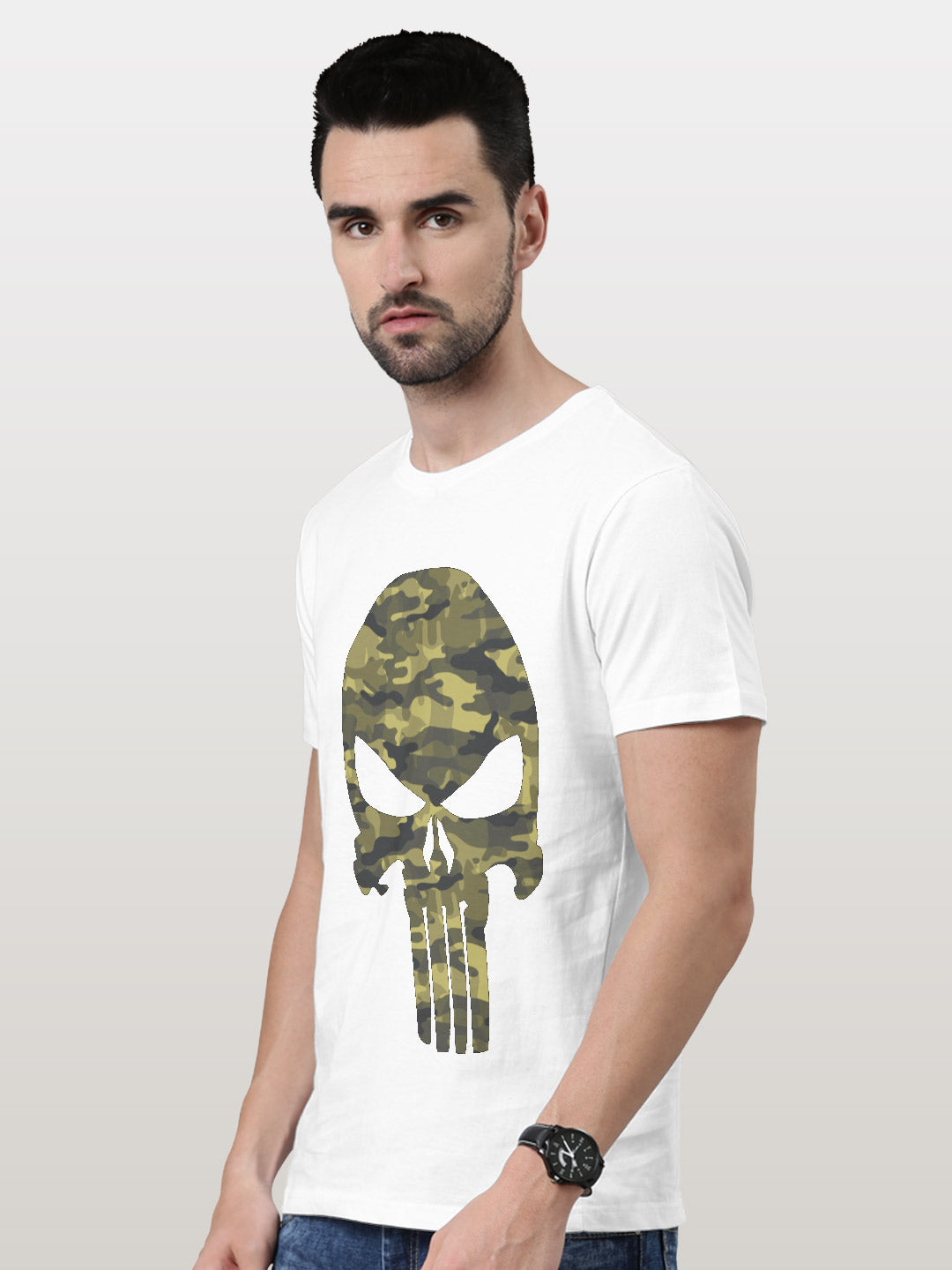 Camo Punisher - Mens T-Shirt White Medium