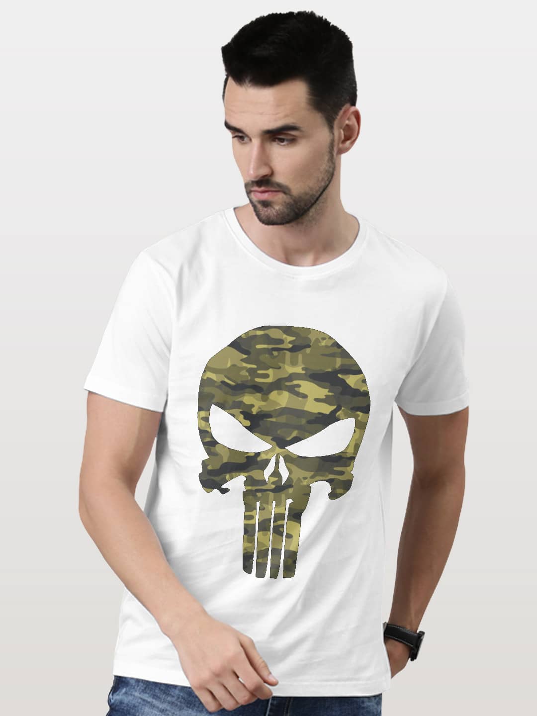 Camo Punisher - Mens T-Shirt White Medium