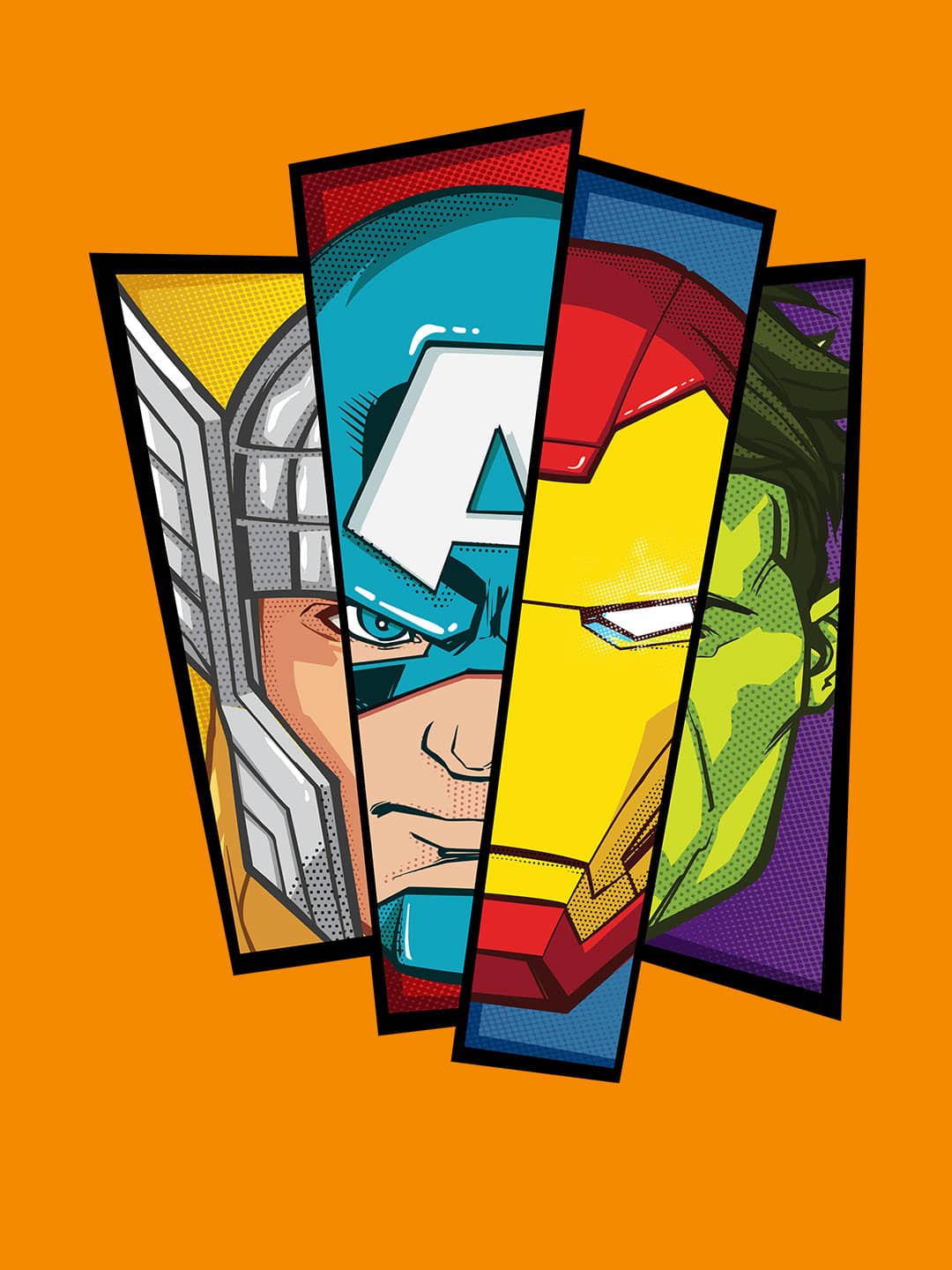 Avengers Faces - Mens T-Shirt - Regular Fit - Yellow - Small