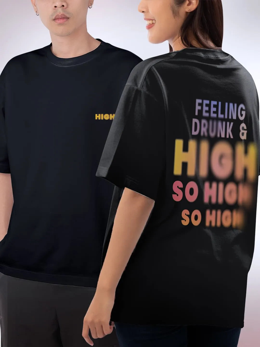 Feeling High - Unisex Oversized T-Shirt Black Medium