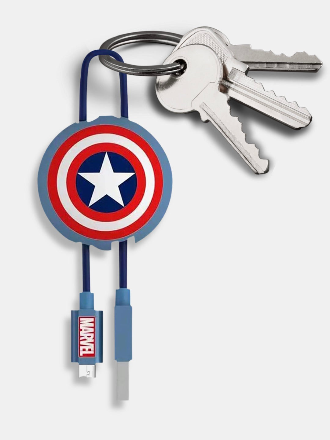 Classic Captains Shield - Micro USB Cable Keyring Navy Blue