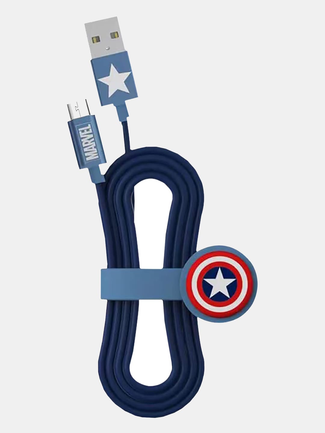 Classic Captains Shield - Micro USB Cable Superhero Silicone Navy Blue
