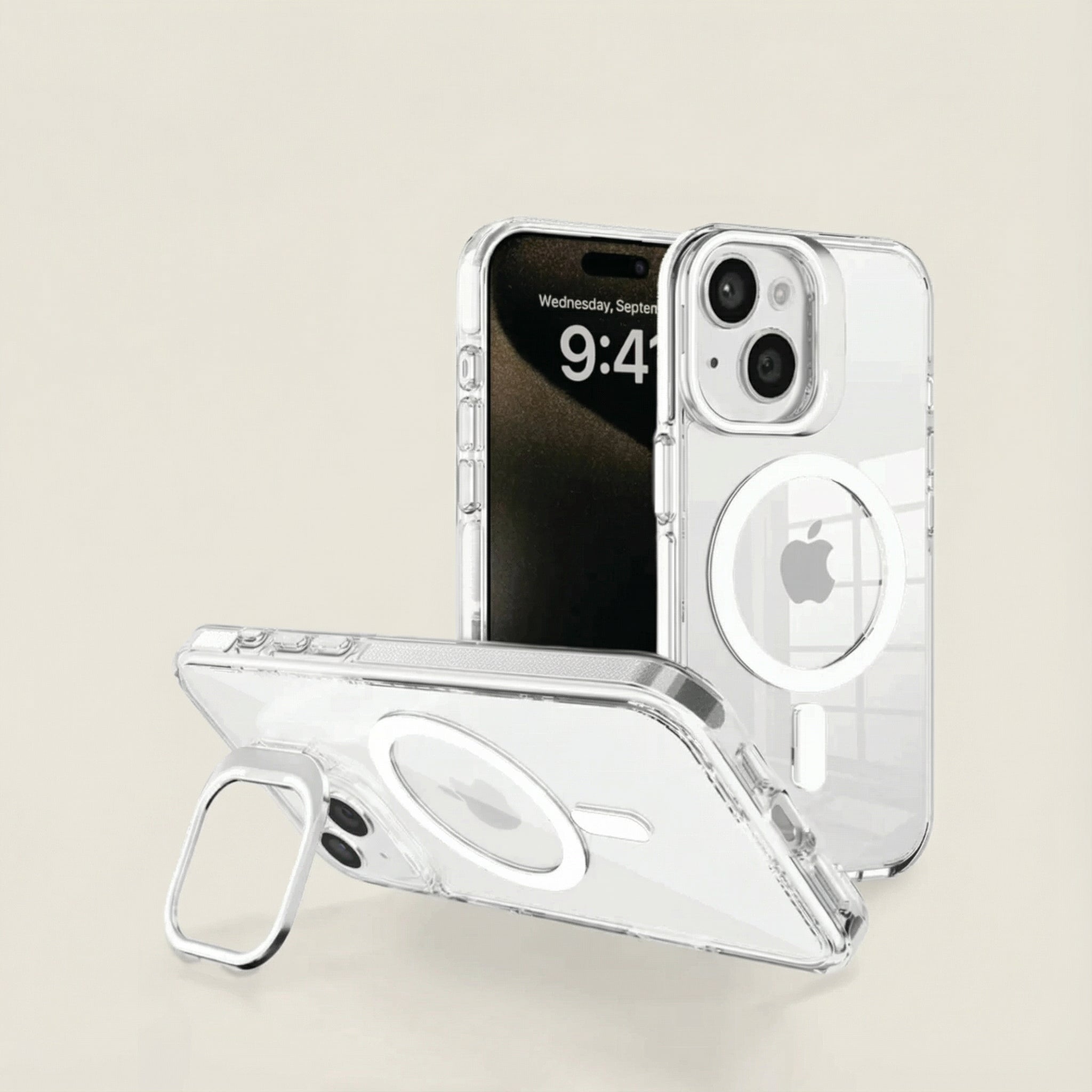 Basics - iPhone 14 Cover - Clear Kickstand