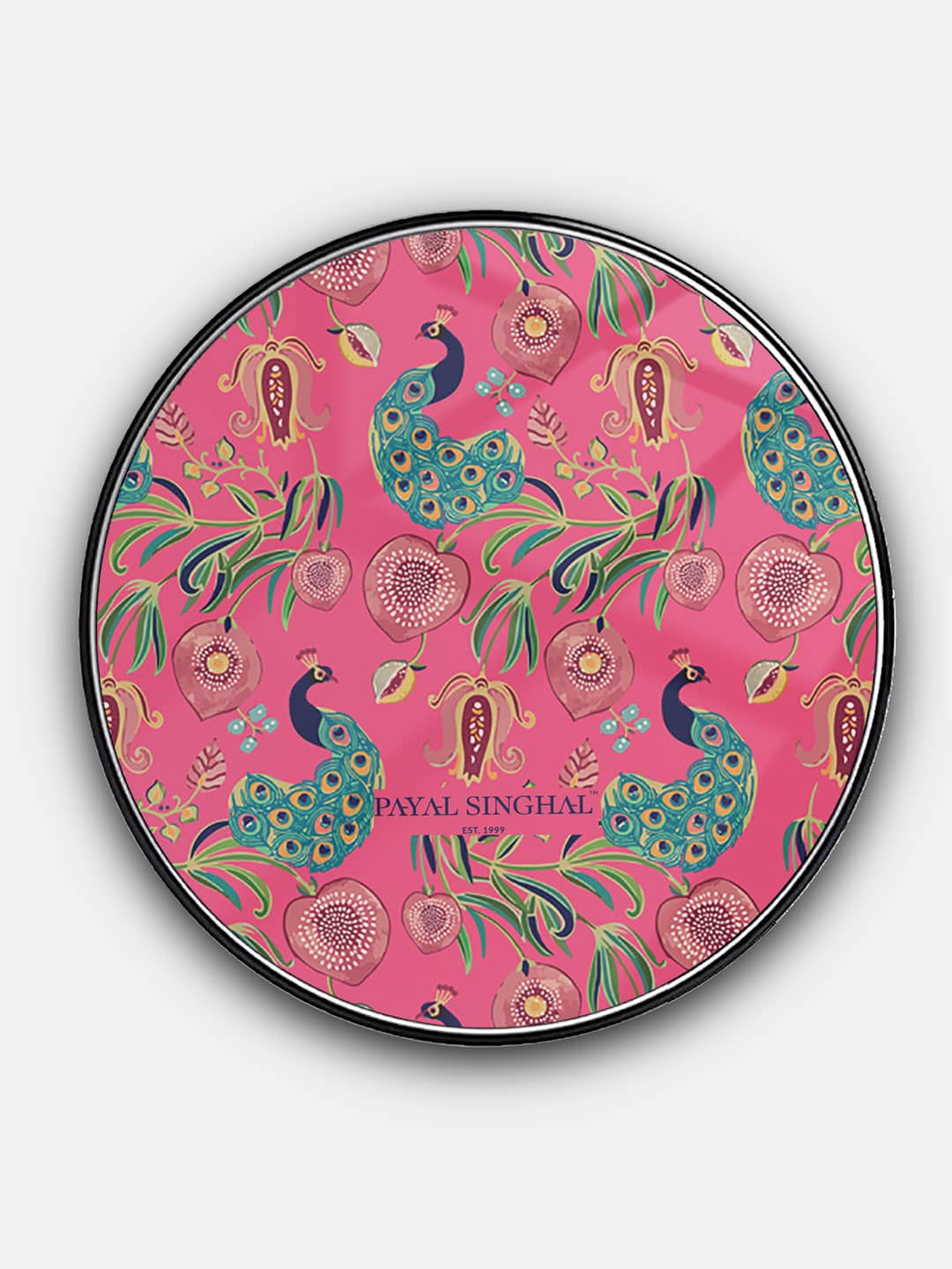 Payal Singhal Anaar and Mor Pink - Wireless Charger 15W Glass