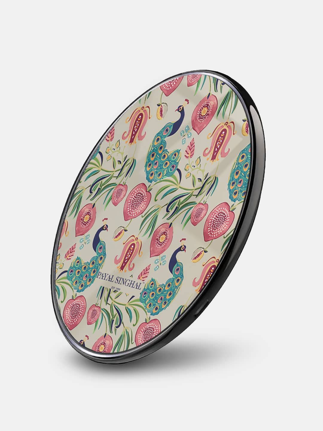 Payal Singhal Anaar and Mor Beige - Wireless Charger 15W Glass