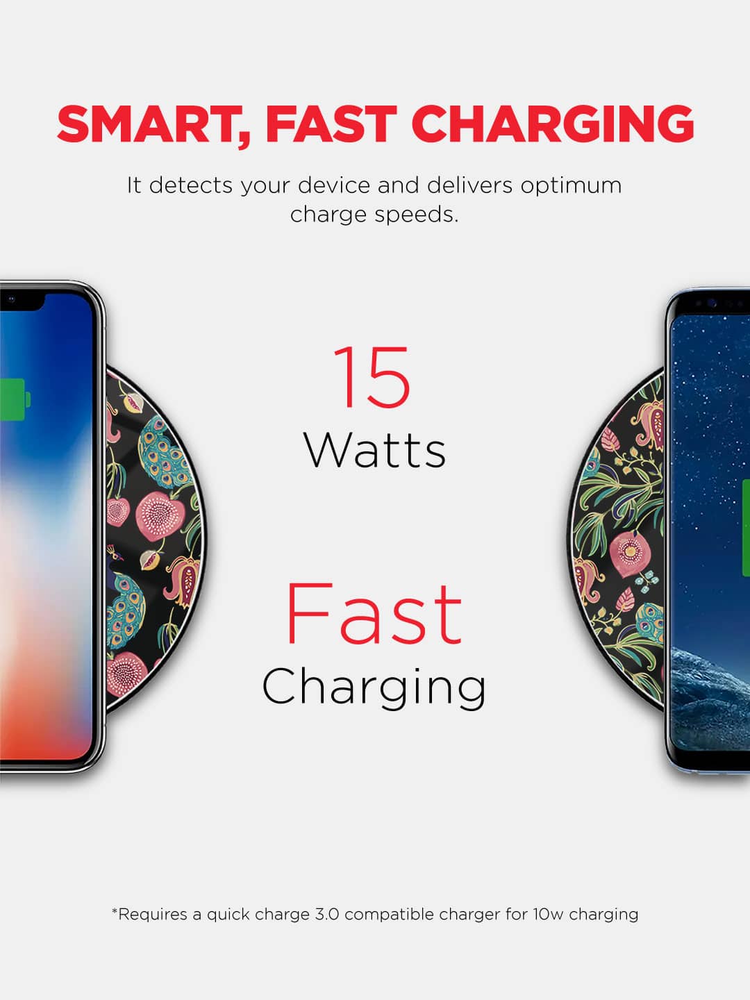 Payal Singhal Anaar and Mor Black - Wireless Charger 15W Glass